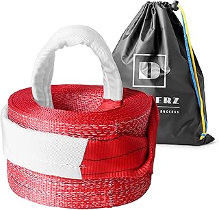 Tow Strap Heavy Duty 90000 lbs 25ft - Dawnerz Towing Rope 45 US Tons 7.5m for Trucks and Buses