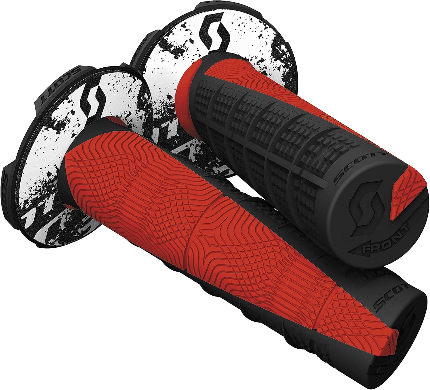 Scott Deuce 2 Off-Road Motorcycle Hand Grips - Black/Neon Red/One Size