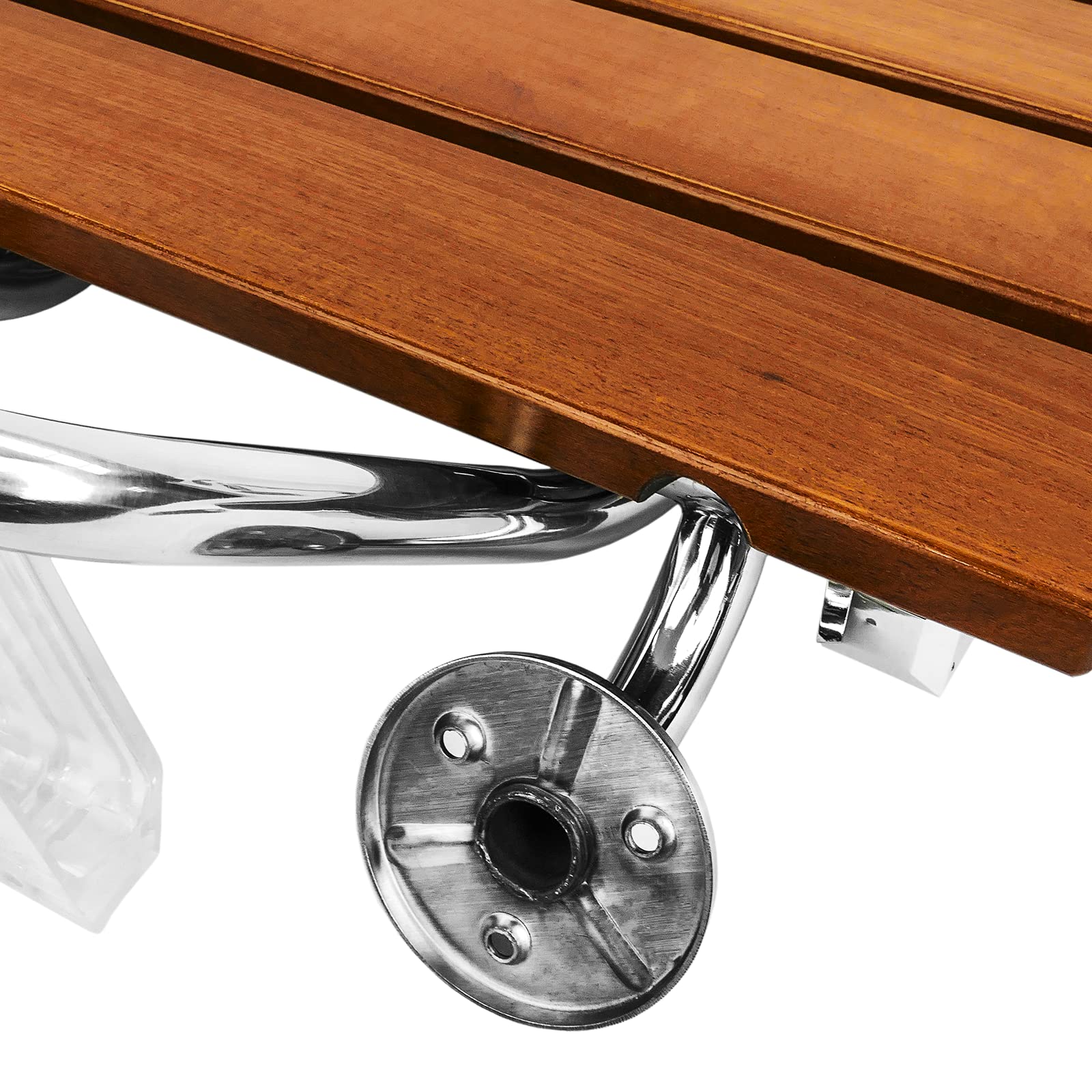 PrimeMatik - Asiento de Ducha abatible. Silla Plegable para Ancianos de Madera Tropical y Aluminio 900x338mm