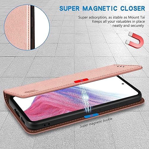 Miniatura 38 de ZZXX Funda tipo cartera para Samsung Galaxy A53 5G con bloqueo RFID, soporte de ranura para tarjetas, funda protectora de cuero magnético fuerte