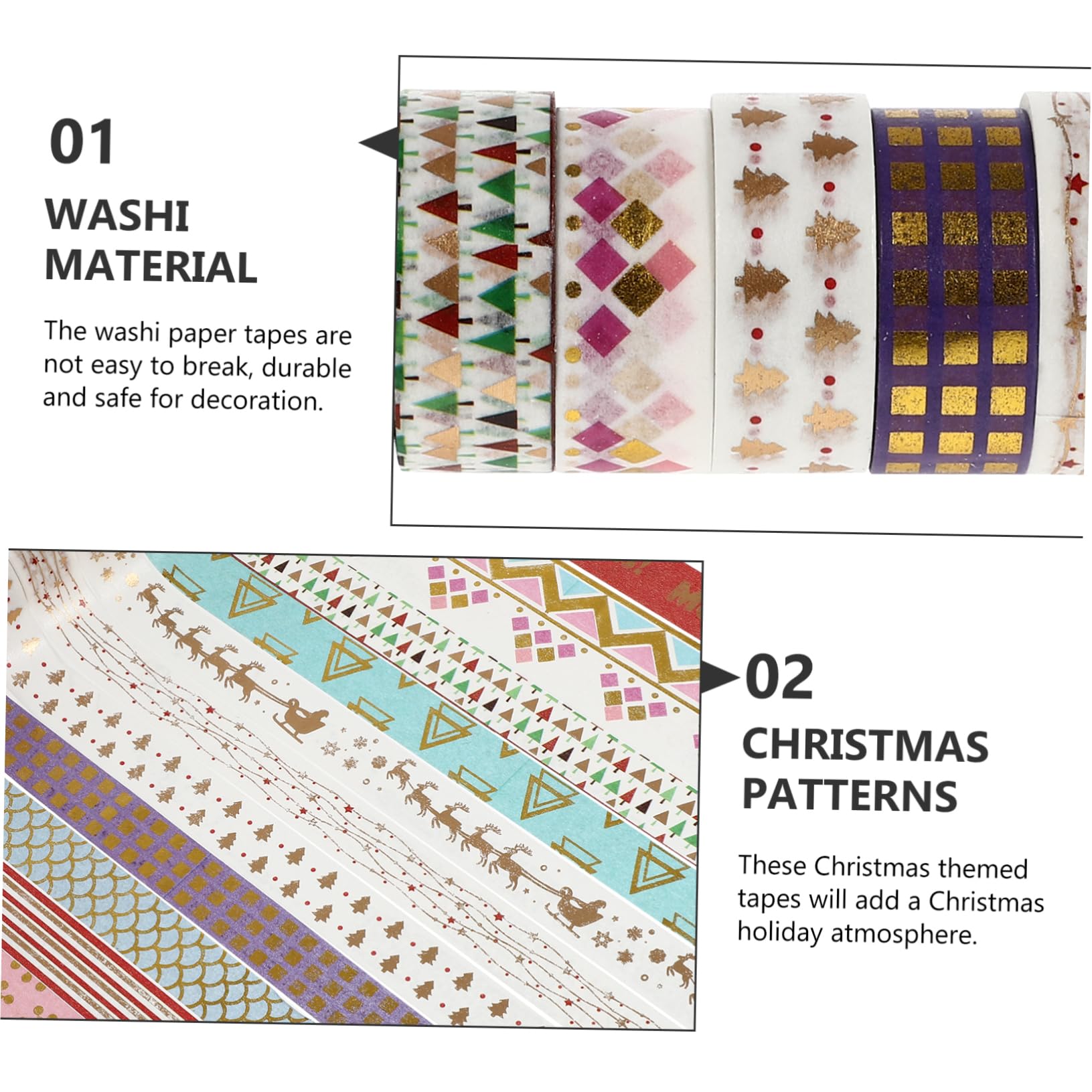 Abaodam 36pezzi Nastro Adesivo Decorativo Natalizio Di Washi Tape Con Motivi Festivi Per Scrapbooking Decorazioni e Regali Di Natale