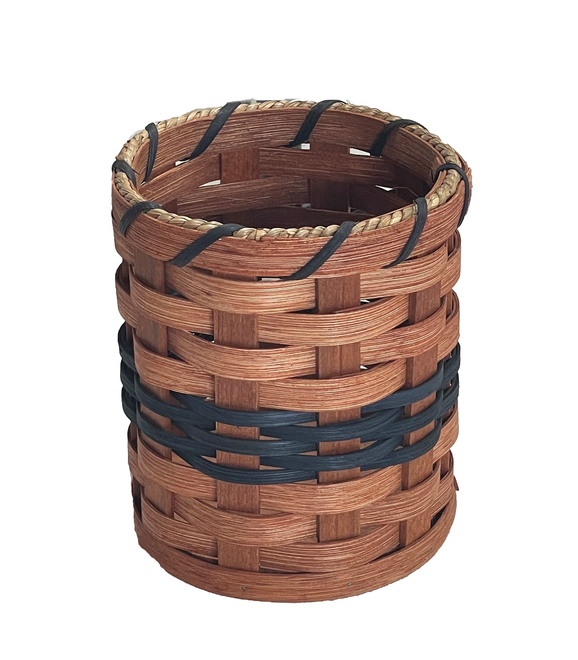 Amish Utensil Holder Handmade Oak Storage Crock Wicker Basket by Amish Baskets and Beyond (Blue)