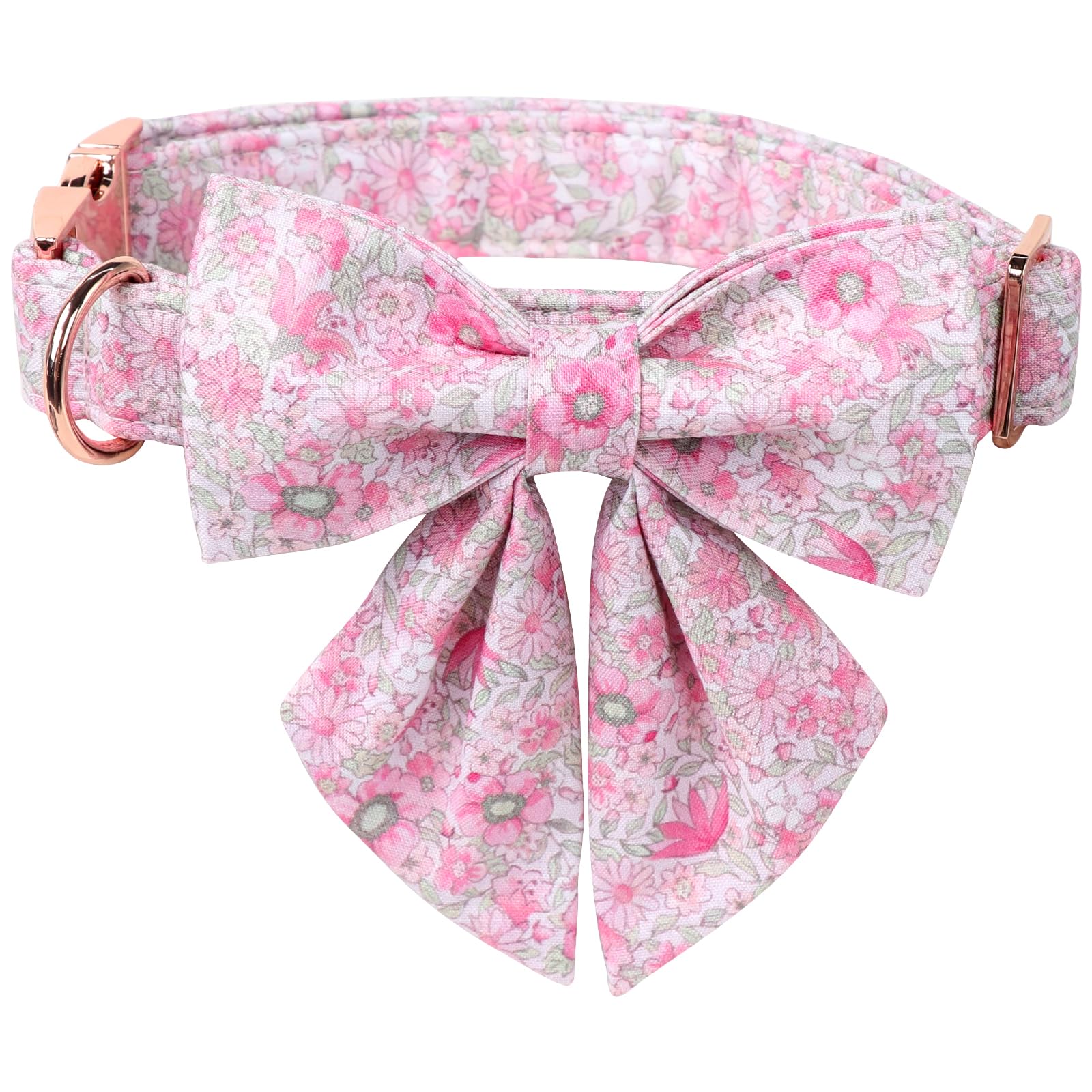 Lionet Paws Design Dogs Collar Cute Flower Sailor Bow Dog Collars for Girl Female Small Medium Dogs with Spring Floral XS