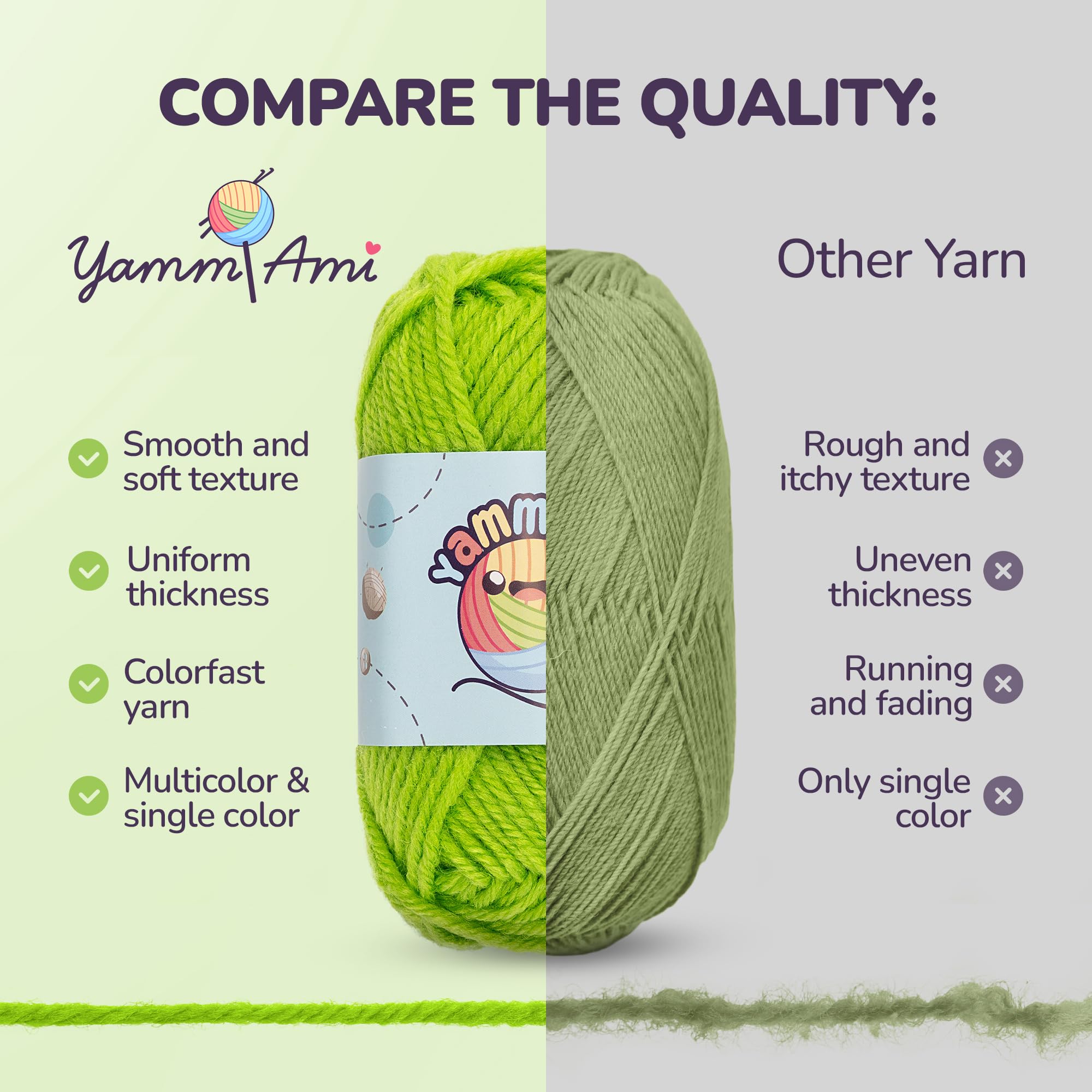 YammiAmi 1800 Yards Anfänger Häkelset für Erwachsene, 103-teiliges Starterset mit 50 Knäueln Garn, Zubehör und 10 Amigurumi E-Book-Muster mit Video-Tutorials