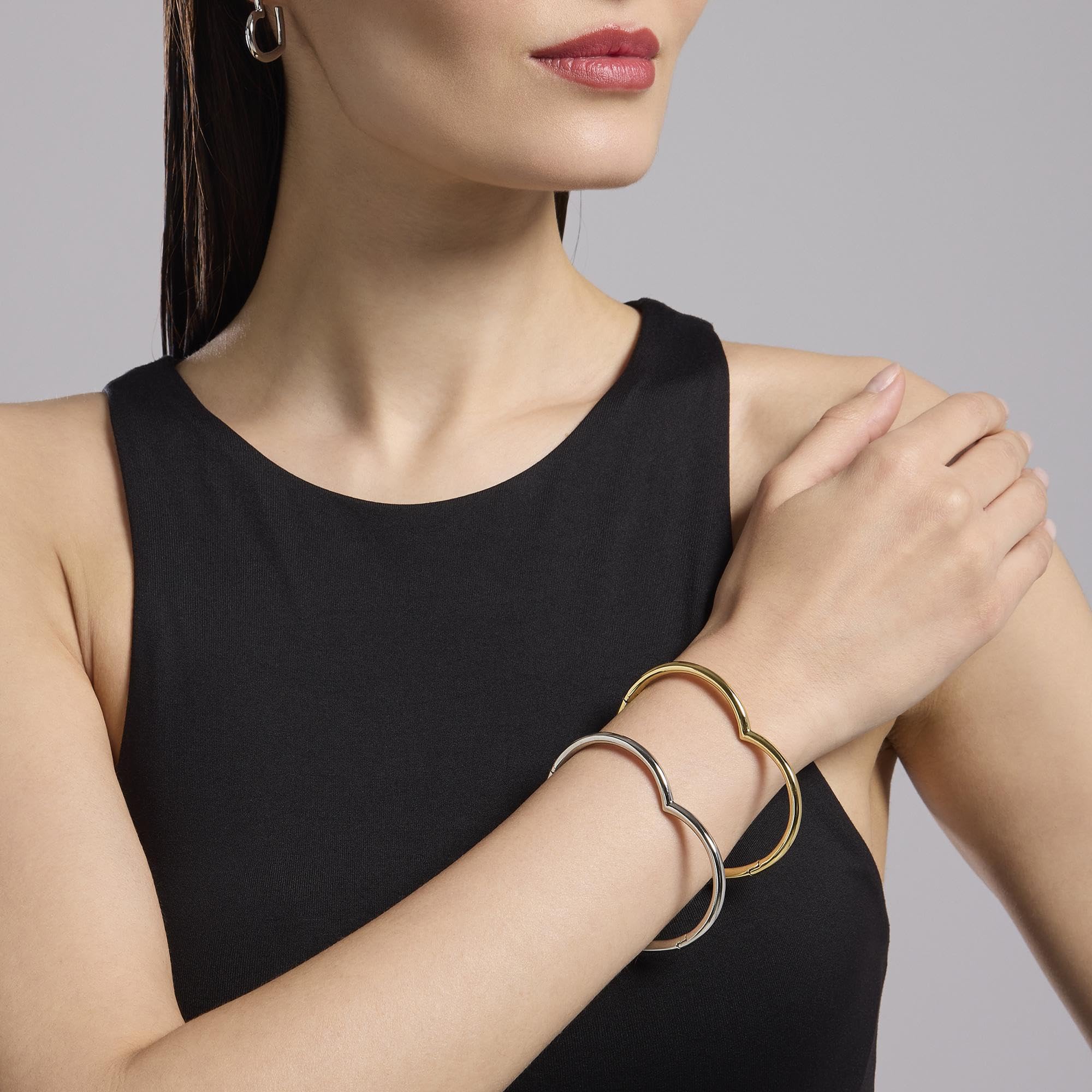 KIDULT - Bracciale Donna - Bracciale rigido a cuore in acciaio dorato - 831050