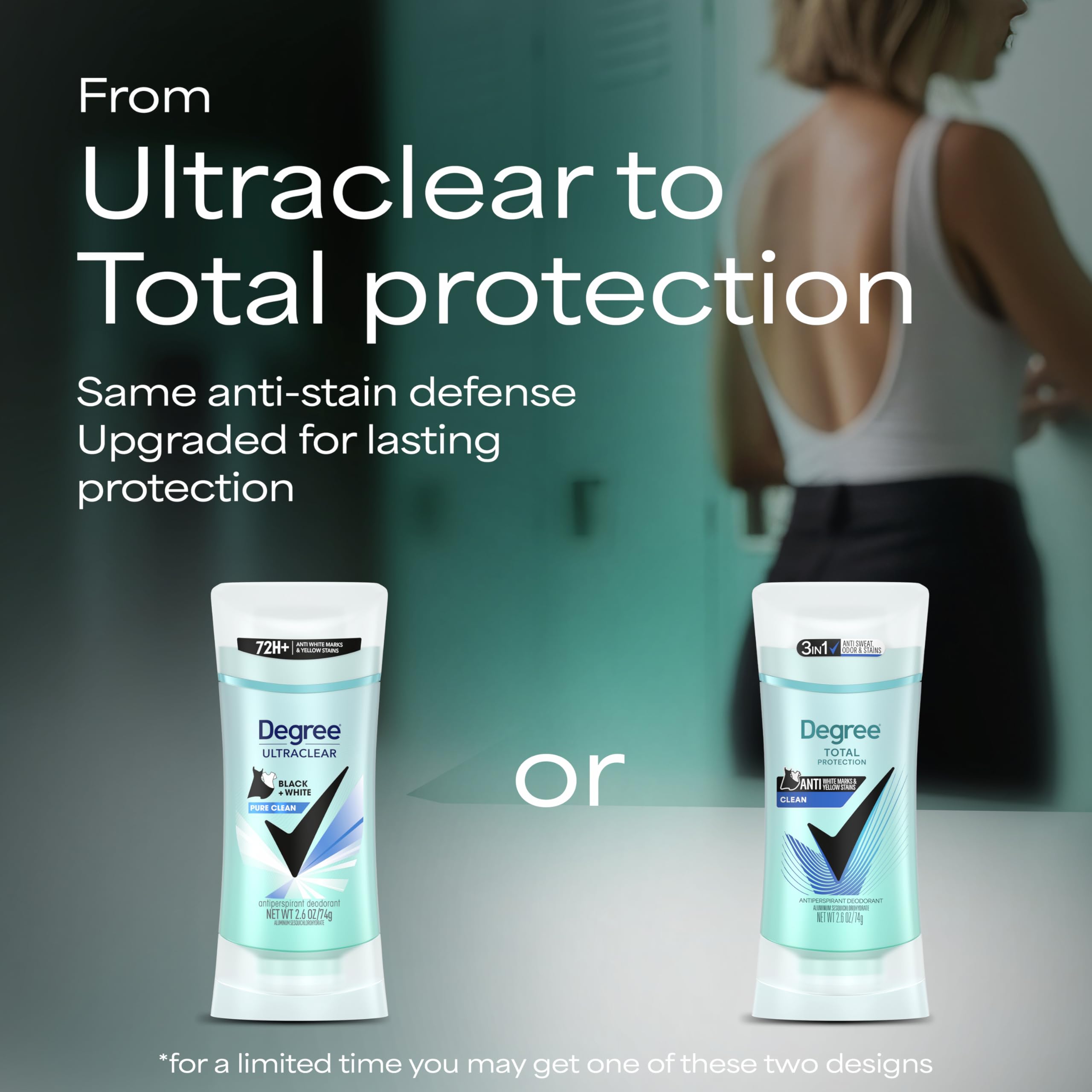 Degree Women Antiperspirant Deodorant Stick Twin Pack, Pure Clean 2.6 oz by Degree