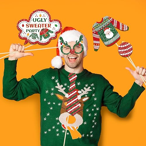 Miniatura 2 de CRAWPROP 25 piezas de accesorios de cabina de fotos de fiesta de Navidad, decoración de cabina de fotos de vacaciones para suministros de fiesta de