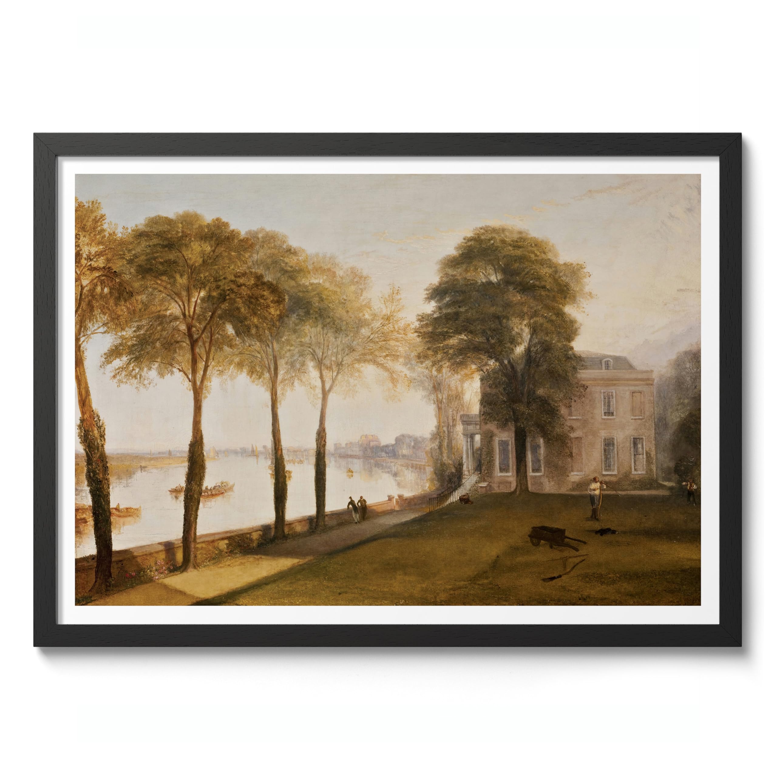 Mortlake Terrace, Early Summer Morning Joseph Mallord William Turner Print, Classic Art Painting Print, Art Exhibition Wall Art, Vintage Home Decor Picture, A5 (Black Frame) - 24.1x17.9cm