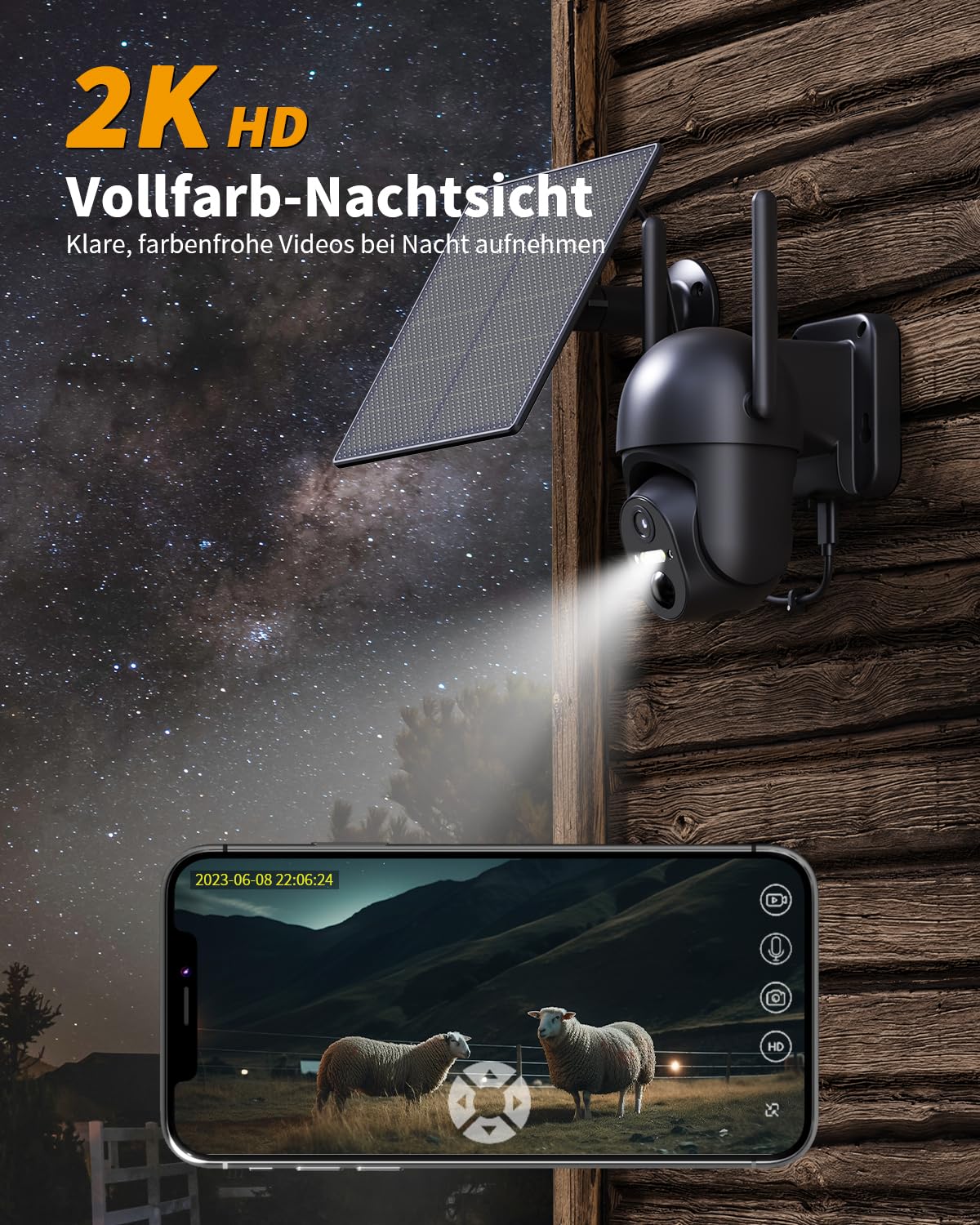 4G LTE Überwachungskamera Aussen Akku mit SIM Karte Ohne WLAN Solar