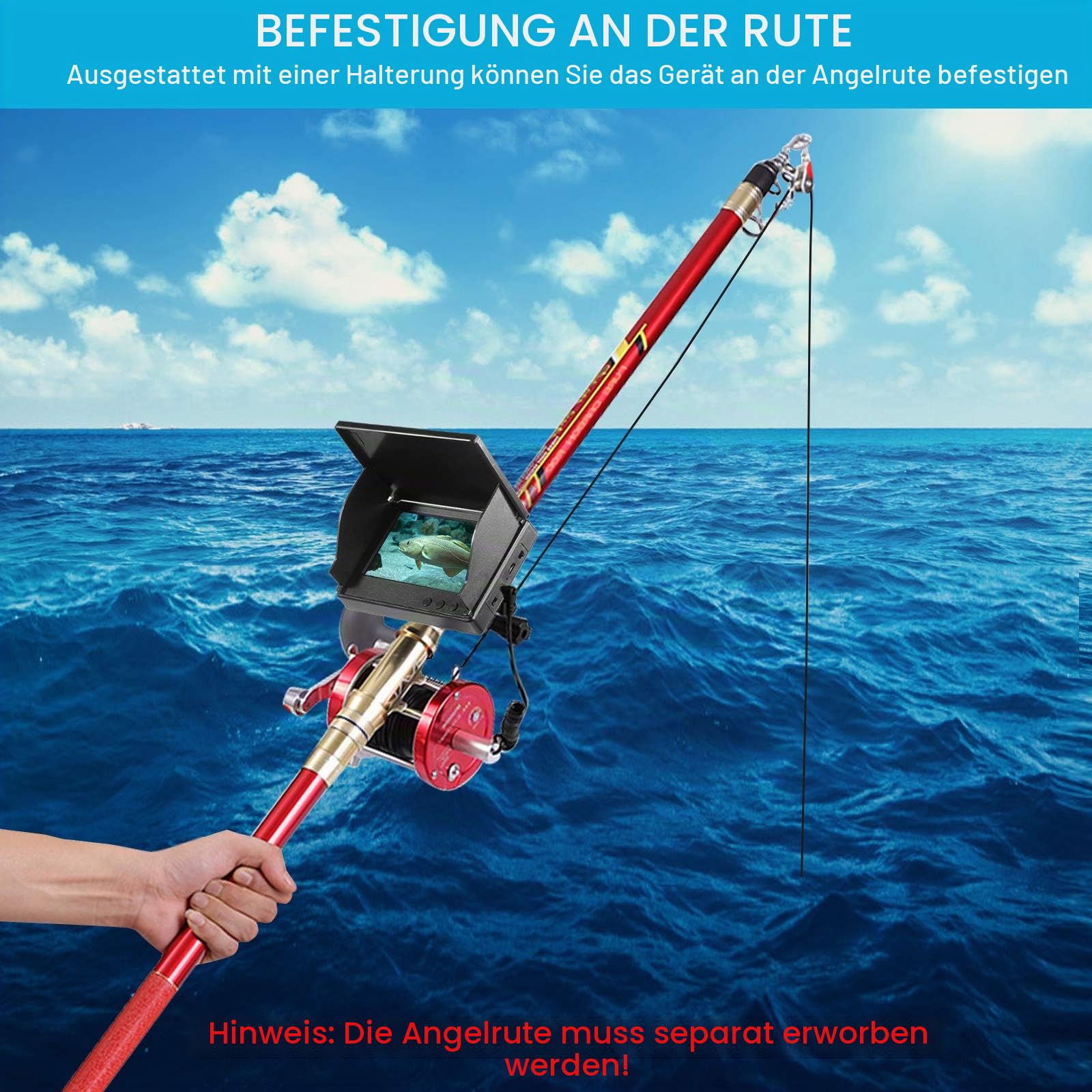 Fish Finder Kamera Unterwasser-Angelkamera mit 4,3 Zoll IPS Display für Eis, Fluss und Boot
