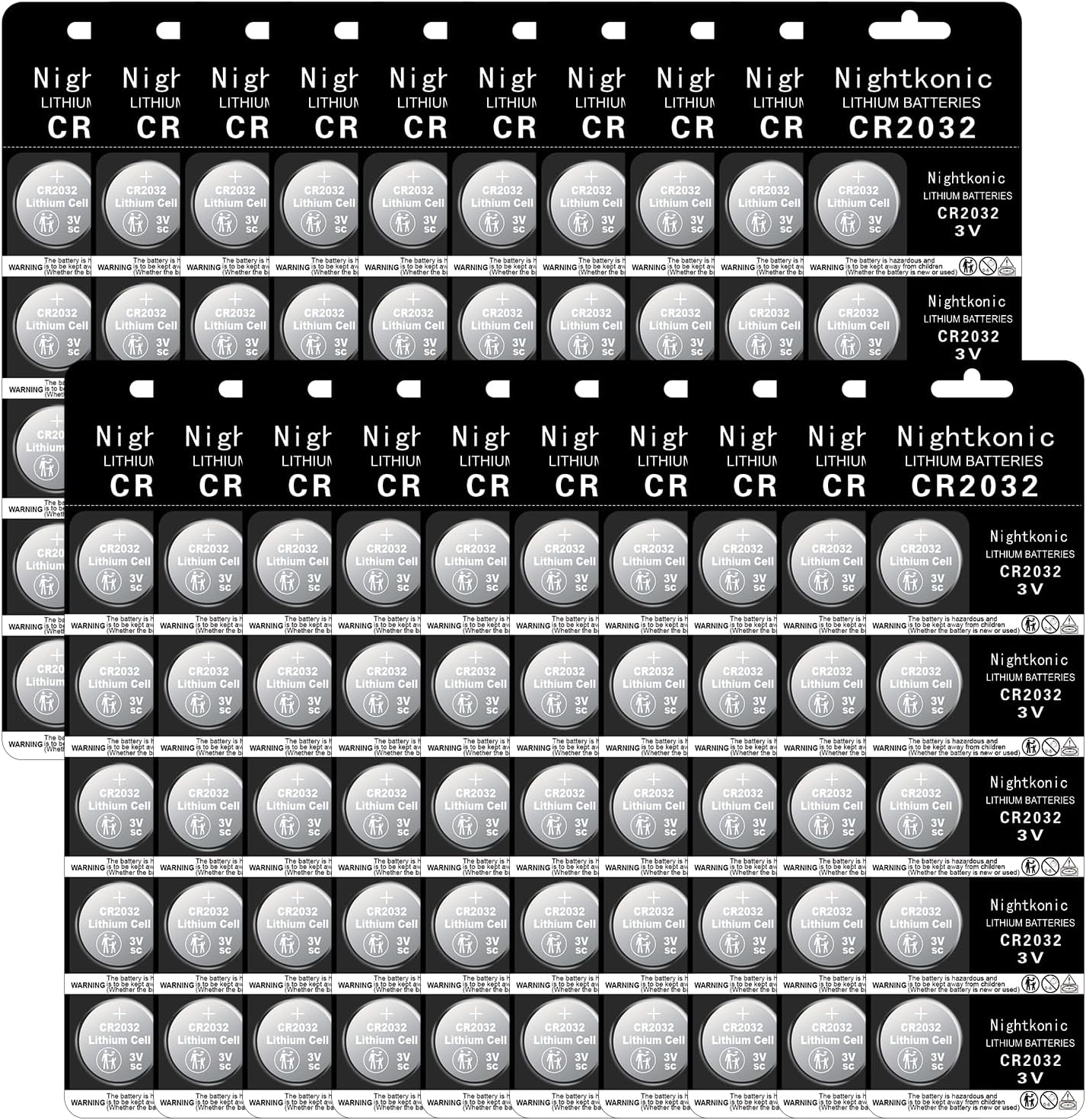 Nightkonic 100 pcs Pack - CR2032 Battery 3 Volt Lithium Coin Cell 2032 Batteries