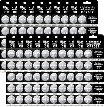Nightkonic 100 pcs Pack - CR2032 Battery 3 Volt Lithium Coin Cell 2032 Batteries