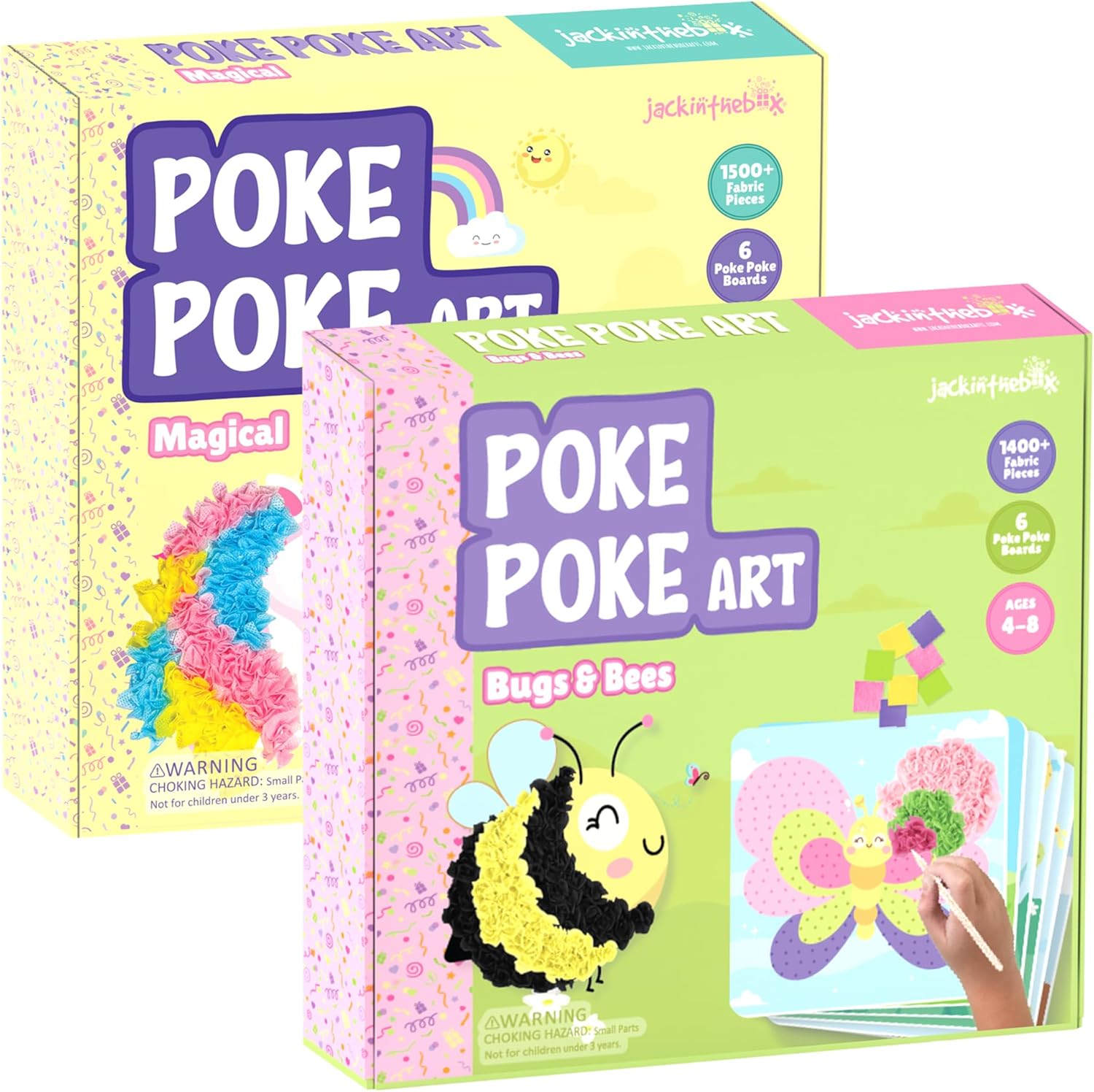 jackinthebox Poke Poke Art - Magical Unicorn & Bugs Themes, Mess-Free Sewing Art for Kids & Teens, Toys for Girls & Boys Ages 4-8, Great Gift, DIY Creative Activity