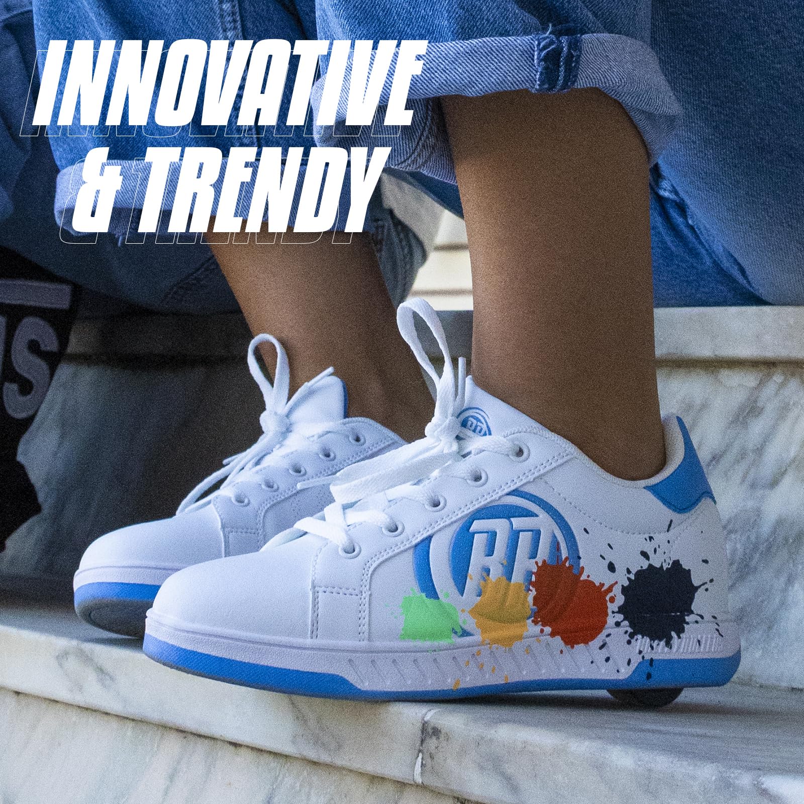 BREEZY ROLLERS Zapatos con Ruedas para Niños | Zapatillas-Patines Infantiles | De Zapatos Callejeros a Patines en Segundos | Sistema de Clic Patentado | Zapatillas con Ruedas para Niñas y Niños