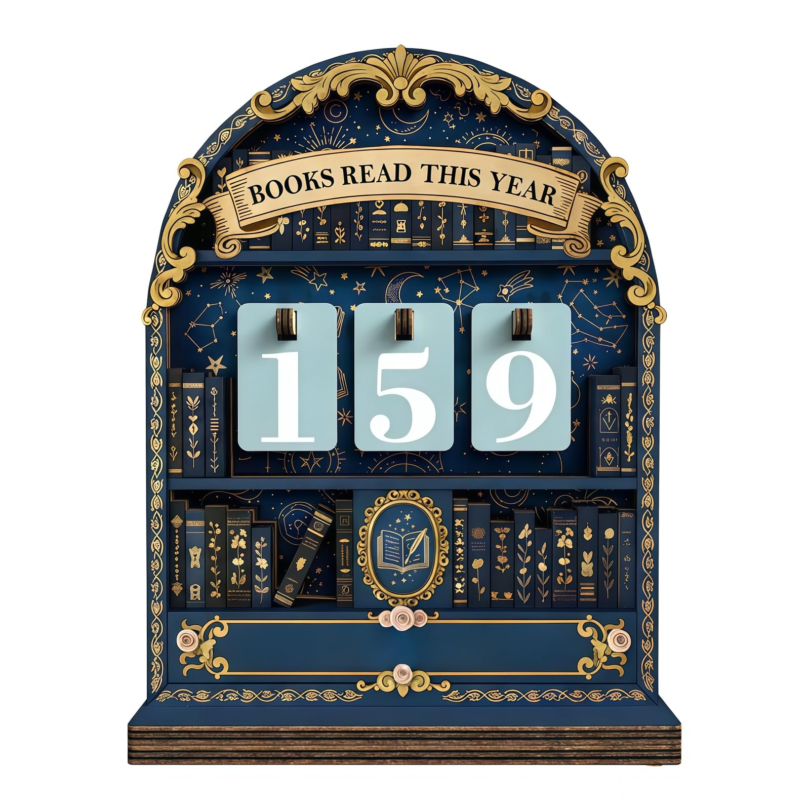 Wooden Books Read This Year Tracker, Decorative Reading Challenge Counter Sign & Progress Tracker, Book Counter Decor, Book Tracker, Book Lover Gift for Women, Reader & Writer, Reading Accessories