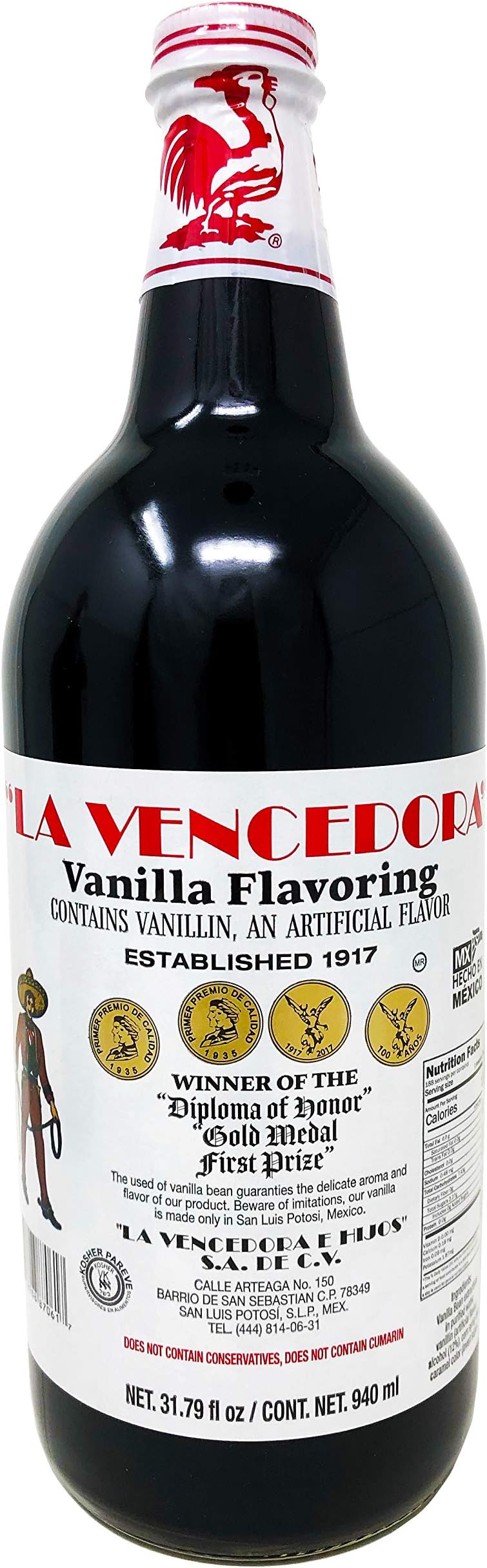 La Vencedora Mexican Vanilla Flavoring Extract 31oz - 1L For 1 Glass Bottle Product From Mexico