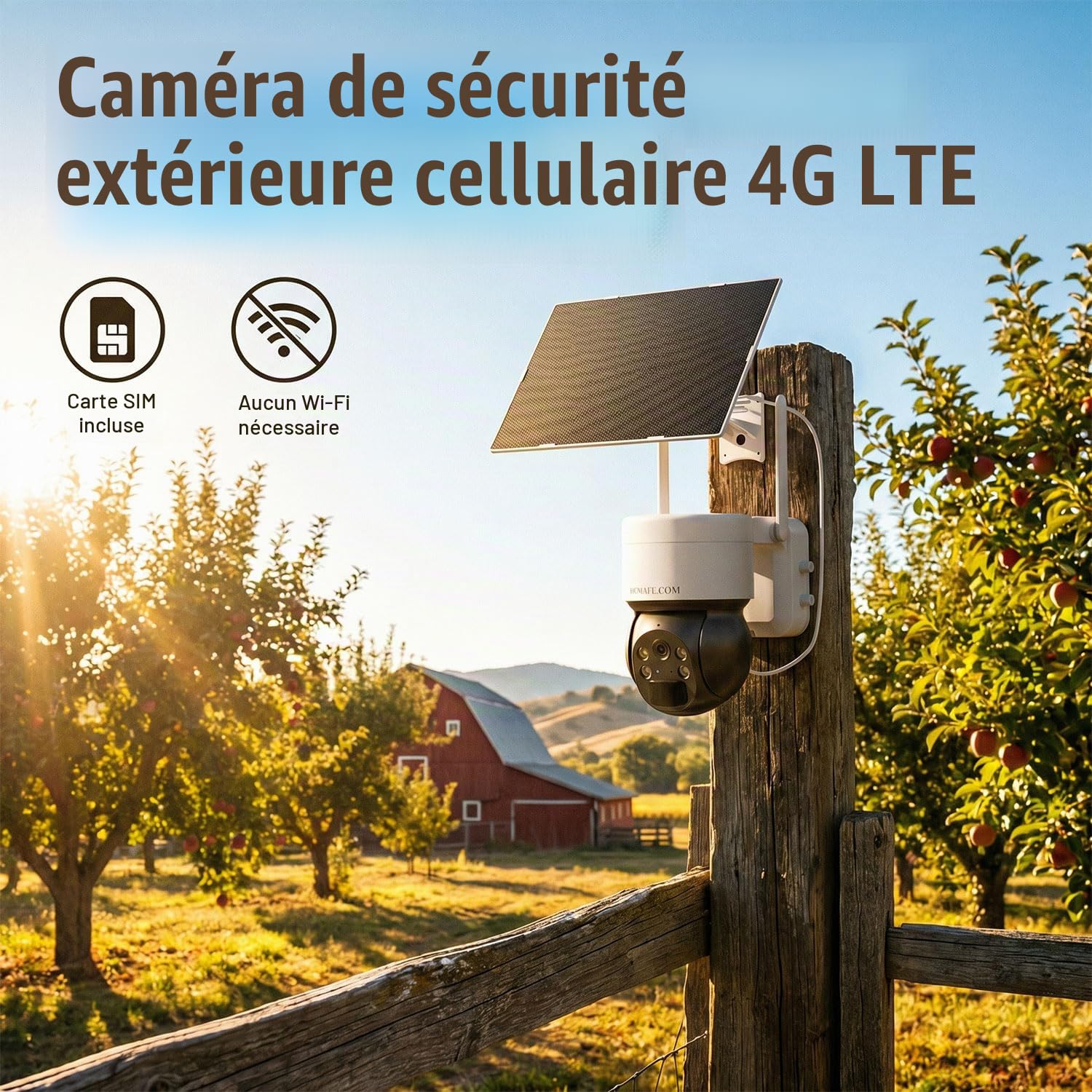 4G LTE Caméra Surveillance Extérieur Solaire Sans Fil, 2K HD 4G Batterie Camera Avec Carte Sim, Caméra de Surveillance Sans WiFi, Vision Nocturne, Détection de Mouvement, Conversation Bidirectionnelle