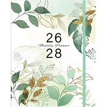 2026-2028 Monthly Planner, 2 Year Calendar Planner, Jul 2026 - Jun 2028, 8.3'' x 11'', 24 Months, Embossed Cover, with Printed Tabs &Pocket, Elastic Closure, Organizer for Office Home School, Green