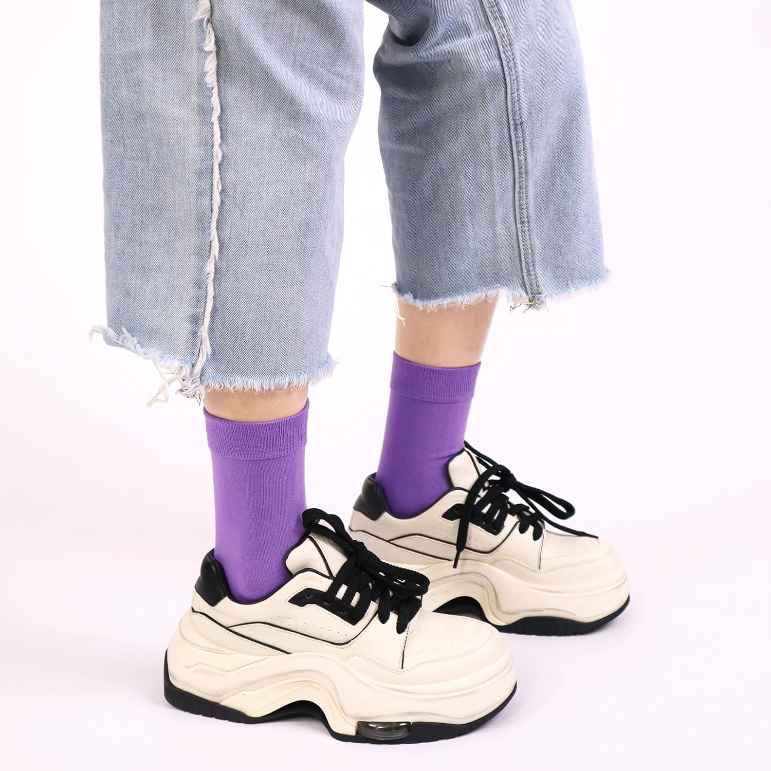 Kids Thin Crew Socks Viscose Bamboo Colorful Breathable Socks for Boy Girl Funny Solid Dress School Uniform 6 Pairs - Image 2