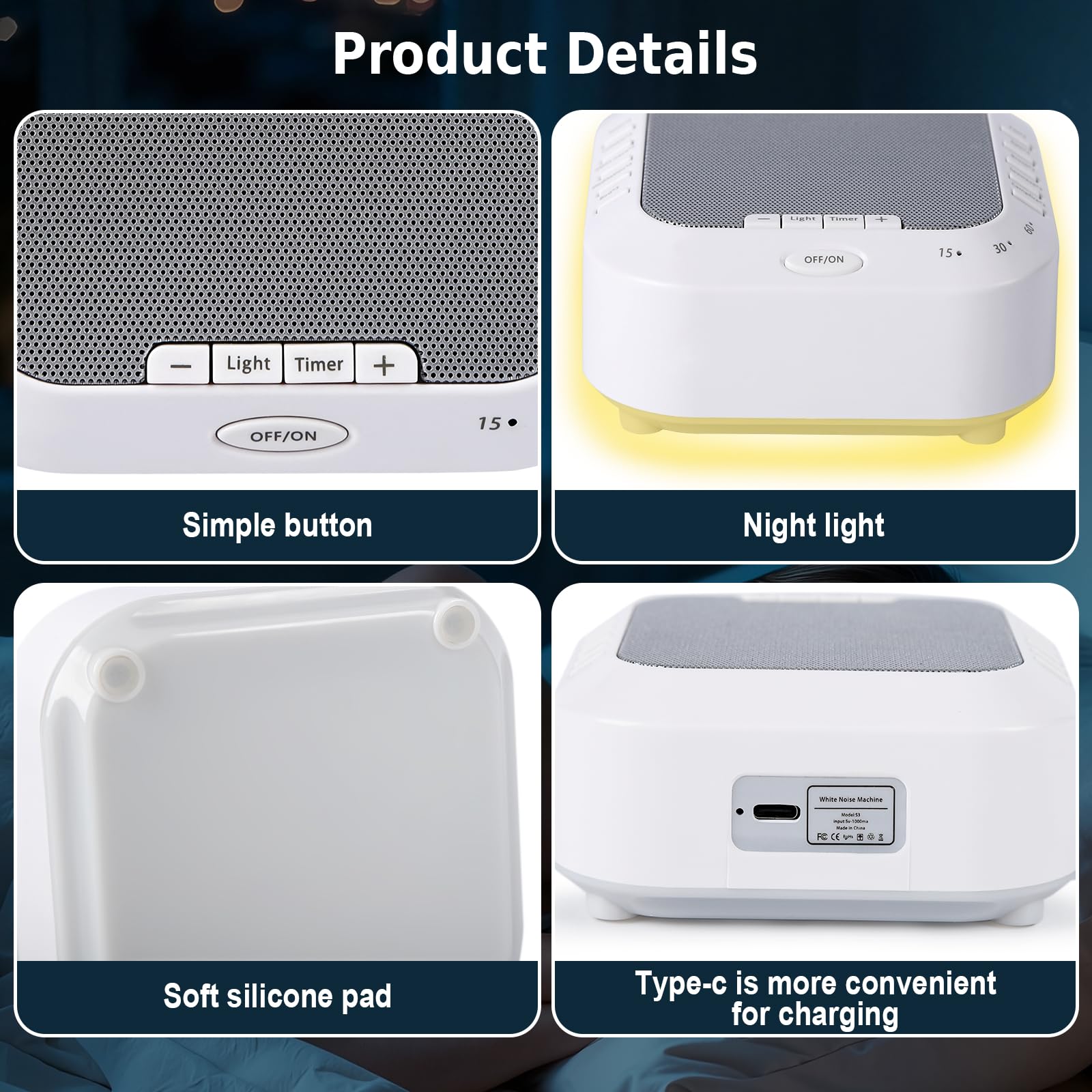 Noise Sound Machine with 28 Soothing Sounds Night Light White Noise Machine for Adults Baby Kids Sleep Machines Multi Button Quick Control Levels 3 Timer for Home Office Travel