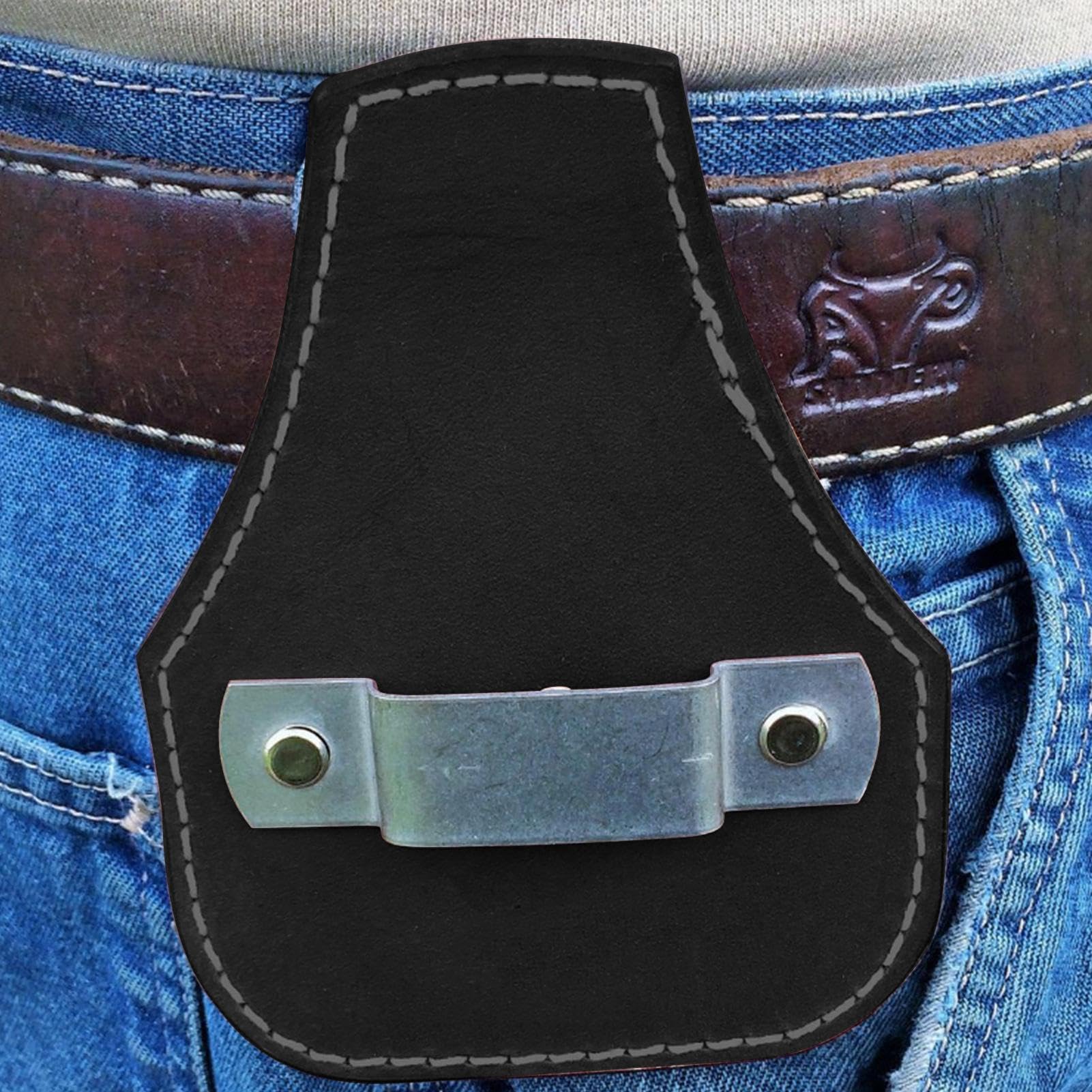 Porta Metro De Cinta De Cuero, Gancho De Clip De Bolsillo Para Funda Universal Para Cinturón