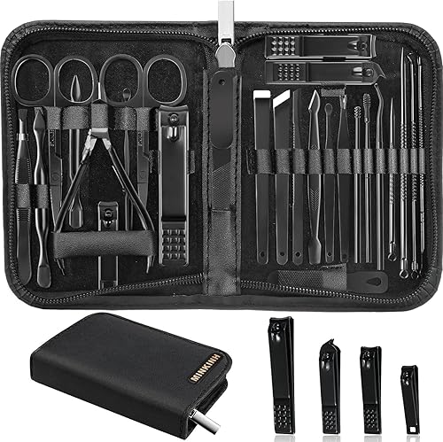Manicure Set Professional Nail Clipper Kit-26 Pieces Stainless Steel Manicure Kit,Nail Care Tools with Luxurious Travel Case Nail Grooming Kit Present for Men Husband Boyfriend Parent