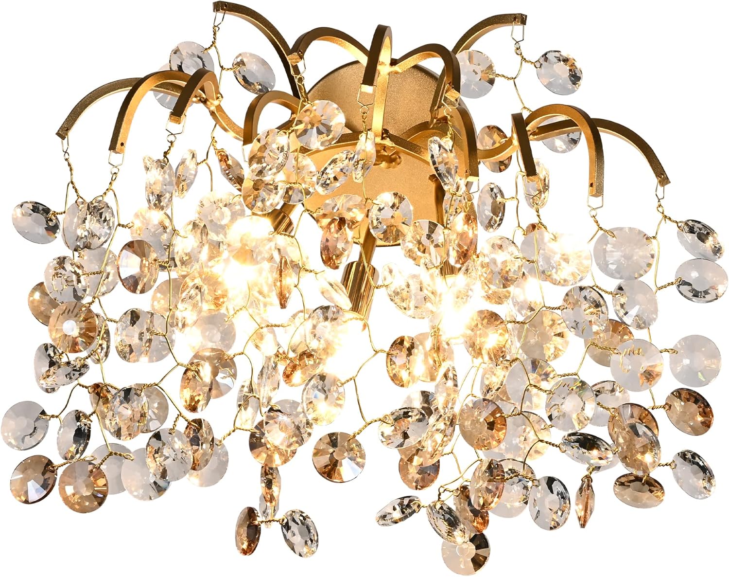 Modern Crystal Wall Sconces,Gold Wall Light Fixture with Tree Branch Raindrop,Wall Mount Lights Sconce for Living Room,Bedroom,Bedside,Hallway
