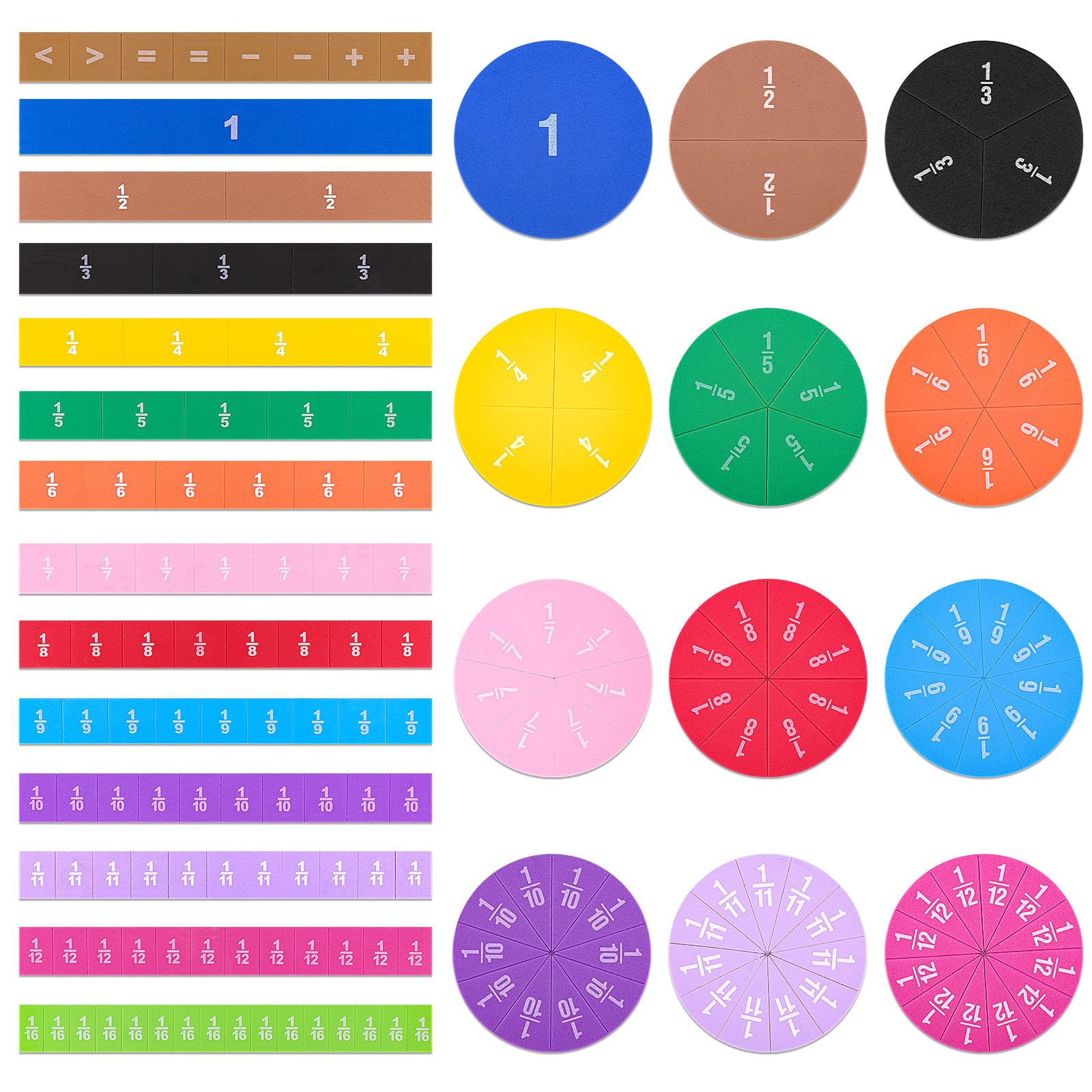 Meetory 180PCS Magnetic Fraction Tiles & Circles, Montessori Magnetic Book Fraction Puzzle for Children Classroom Essentials for Teachers Fractions Resources for Children, for Home & School