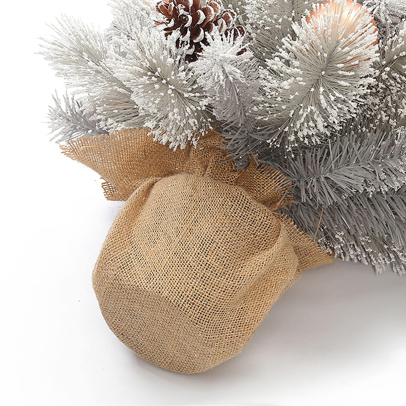 Choinka na stół, choinka, śnieżna flokowana choinka, mała sztuczna choinka z szyszkami sosnowymi, mini śnieżna sosna na stół biurko dekoracja domu - 45 cm / 17,7 cala