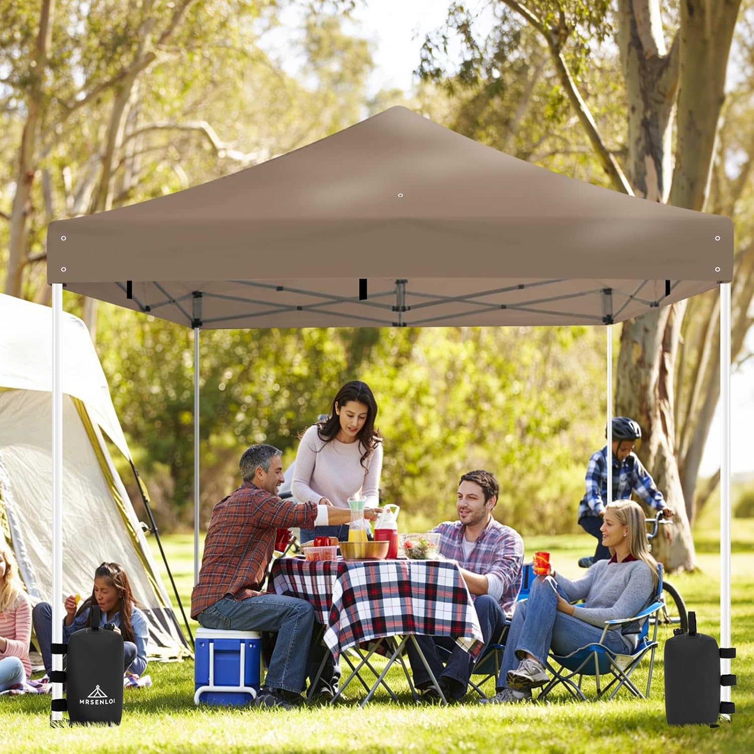 Mrsenloi 10x10 Replacement Canopy Top with 4 Pack Water Weight Bags Included for Pop Up Tent, Waterproof Instant Canopy Top Cover Only