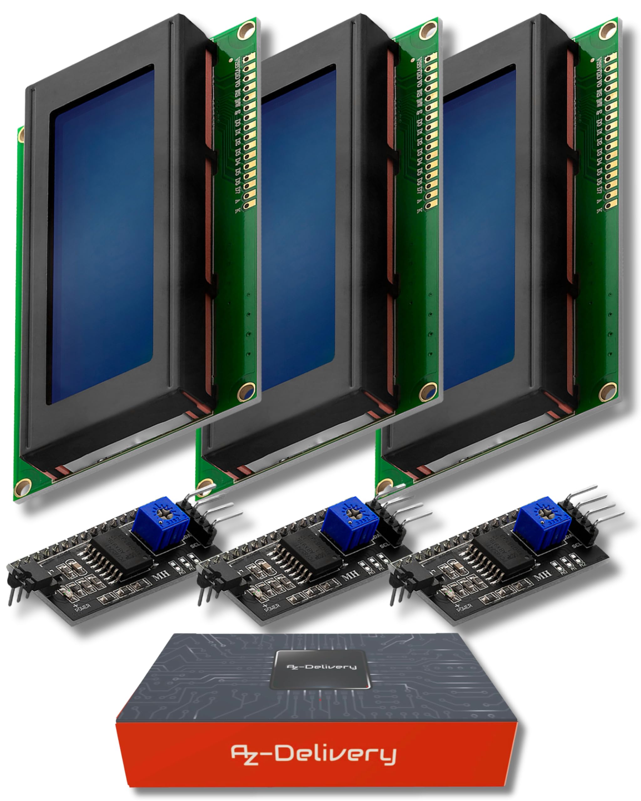 AZDelivery HD44780 2004 LCD Bundle Display Blu 4x20 Caratteri Bianchi con Interfaccia I2C compatibile con Arduino e Raspberry Pi incluso un E-Book!