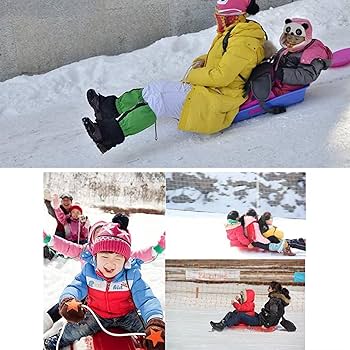 AMOS Large Plastic Sledge With Rope Kids Winter Snow Toboggan Sled Red