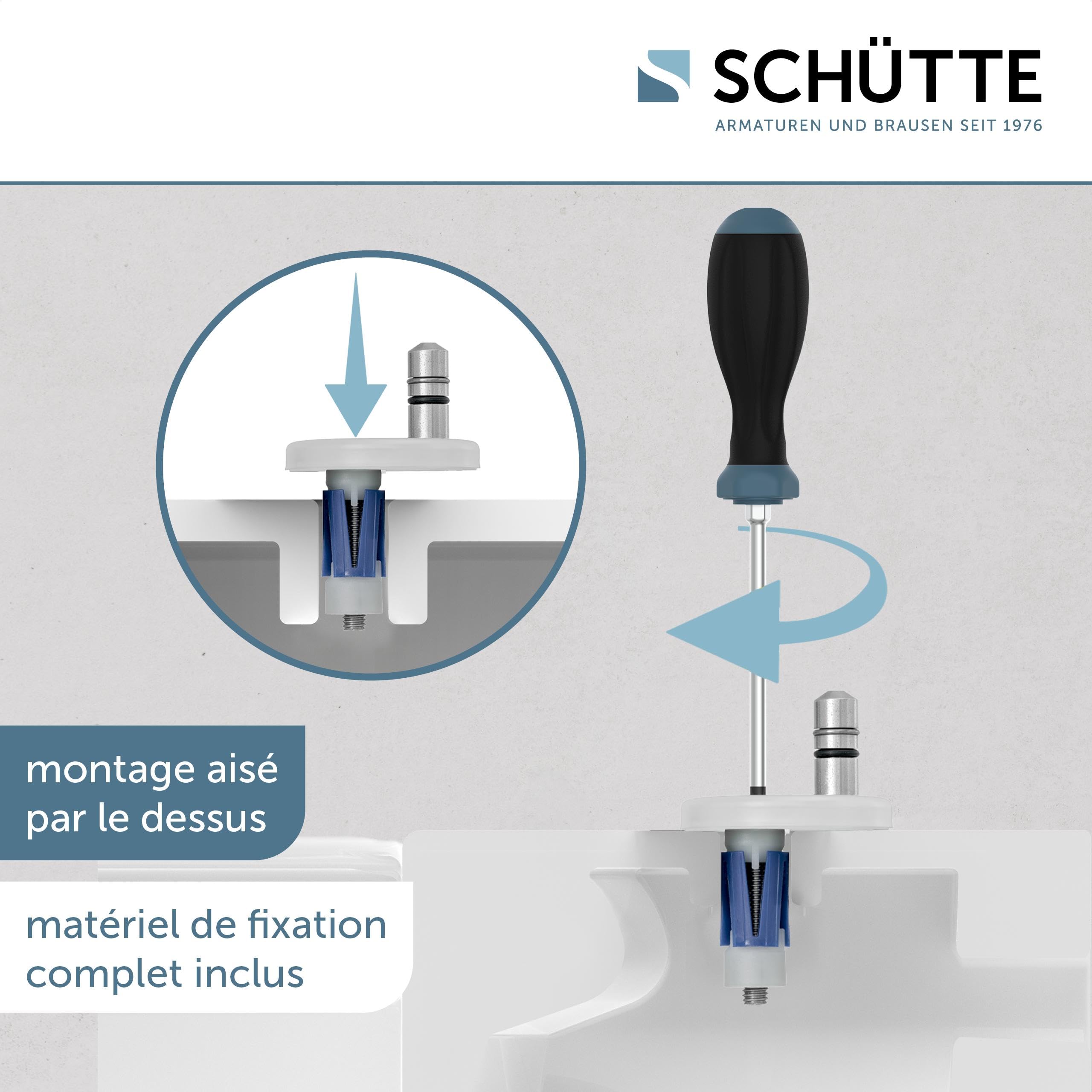 SCHÜTTE Abattant WC compatible avec Geberit Renova, Laufen Moderna, avec système d'abaissement automatique, fabriqué en UE, couvercle de toilette amovible en Duroplast incassable, couvercle de