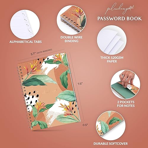 Miniatura 2 de PLANBERRY Libro de contraseñas - Organizador de direcciones de Internet con pestañas alfabéticas - Sitio web alfabético y contraseña de computadora