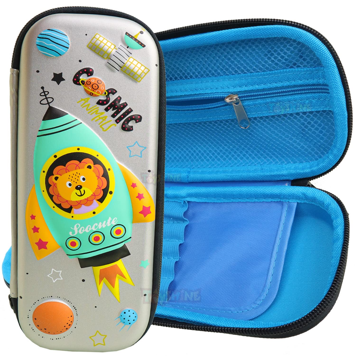 Toyshine Cosmic Rocket Compact Hardtop Pencil Case with Multiple Compartments - Kids School Supply Organizer Students Stationery Box - Girls Pen Pouch (B09HY2DWSQ) Amazon Price History, Amazon Price Tracker