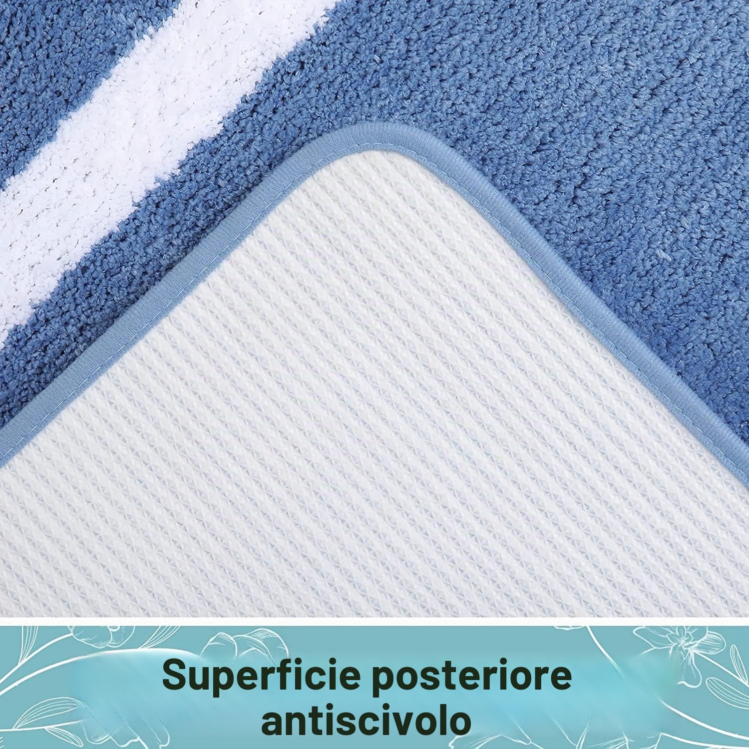 Homaxy Tappeto da bagno antiscivolo lavabile in morbida microfibra, 60 x 120 cm, colore blu