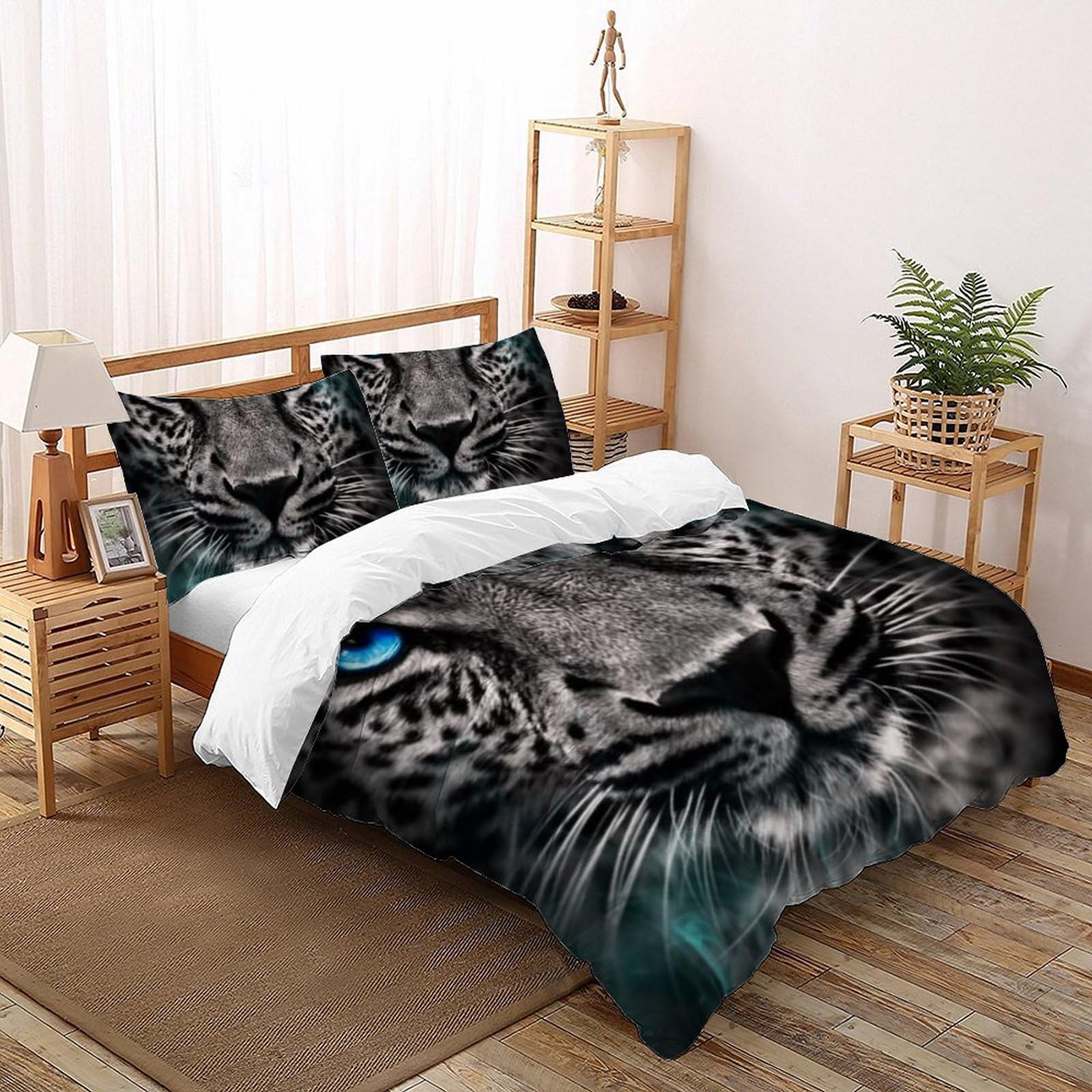 Housse de couette guépard avec fermeture éclair pour enfiler la couette sans effort