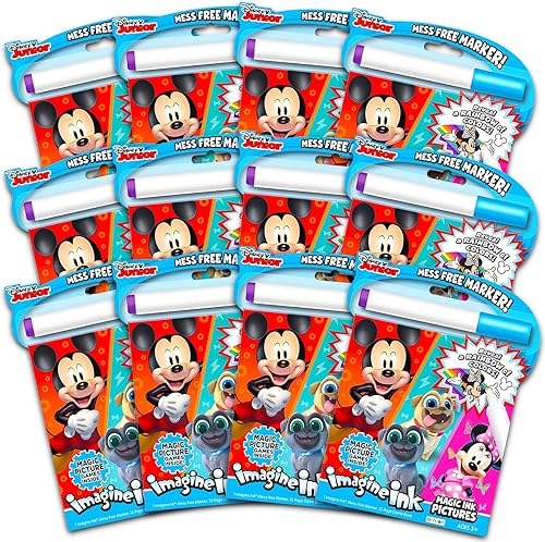 Miniatura 1 de Disney Junior Imagine - Juego de libros para colorear con tinta para niñas y niños, paquete con 12 libros para colorear sin desorden con Mickey,