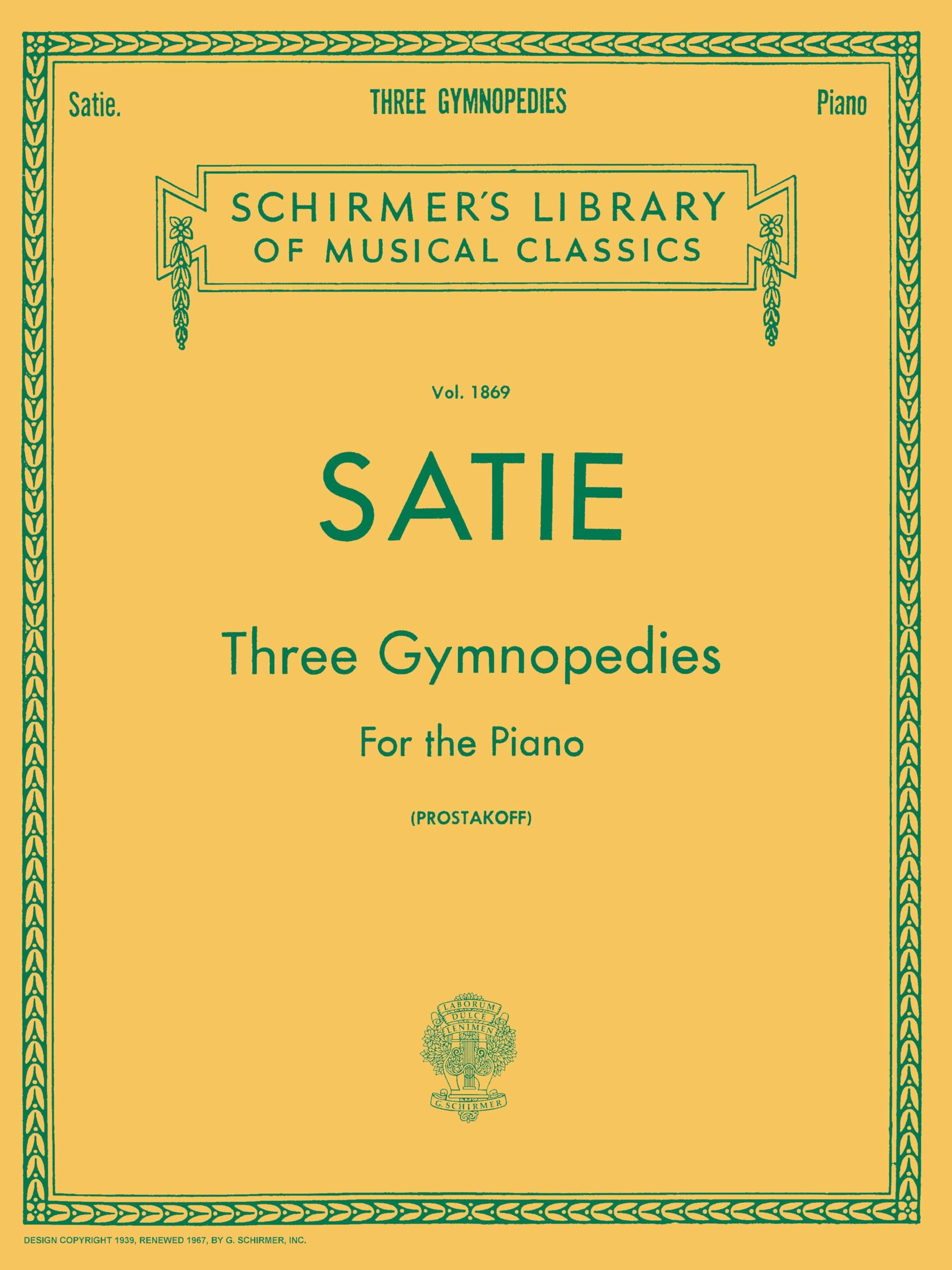 Sponsored Ad – 3 Gymnopedies: Schirmer Library of Classics Volume 1869 Piano Solo - Classical Piano Sheet Music Book with 3 Legendary Compositions