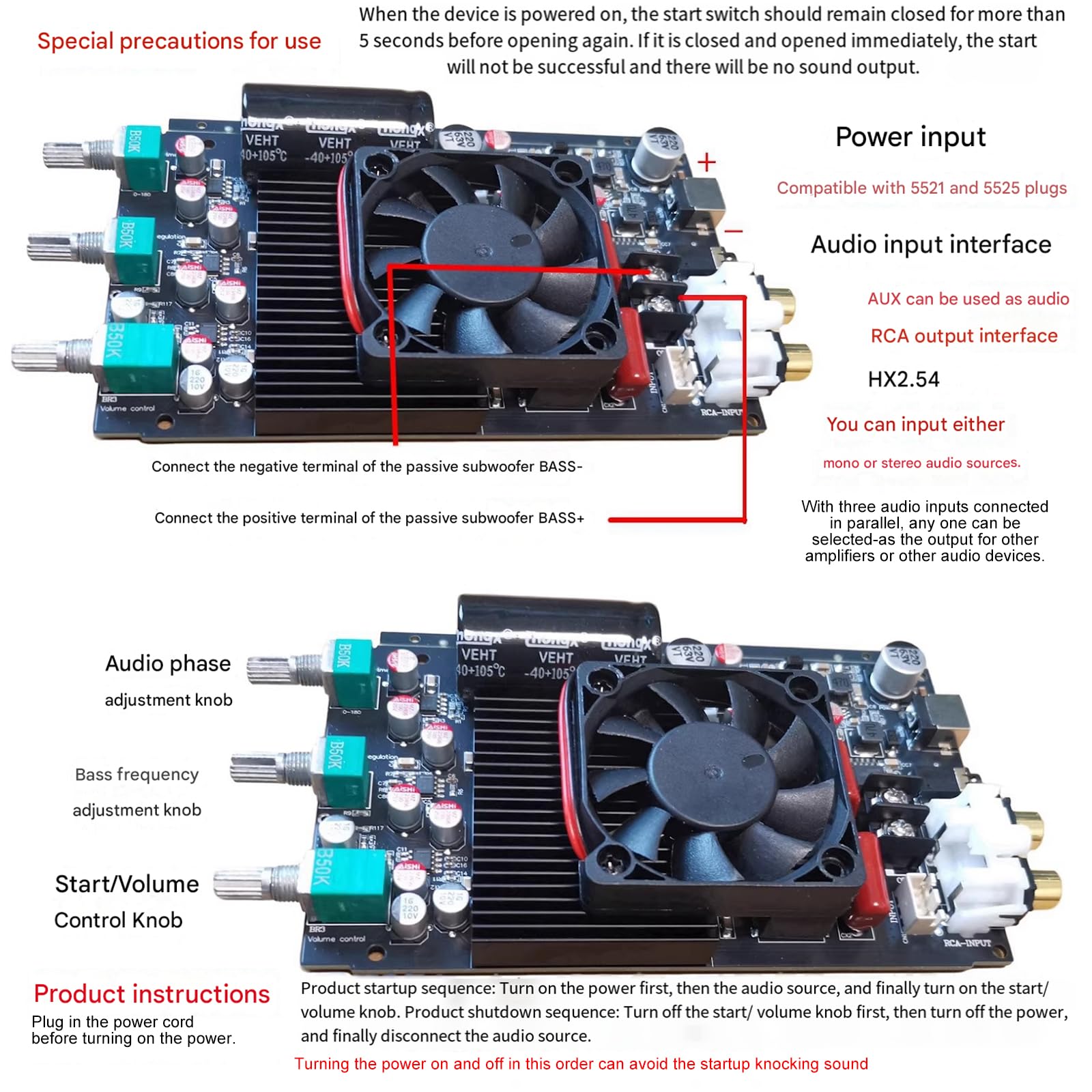 Efficiency TPA3255 Amplificateur de basses 600 W avec amplificateur home cinéma avec une fréquence de 28-150 Hz