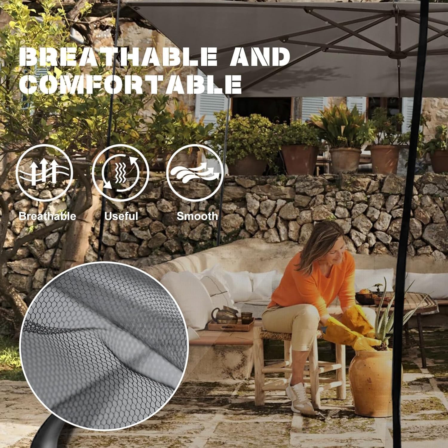 Moustiquaire Parasol Carré de 3X3 m pour Jardin Exterieur Gazebo (Noir) | Moustiquaire pour parasol déporté, Protection insectes pour parasol, Moustiquaire rectangulaire de jardin, table