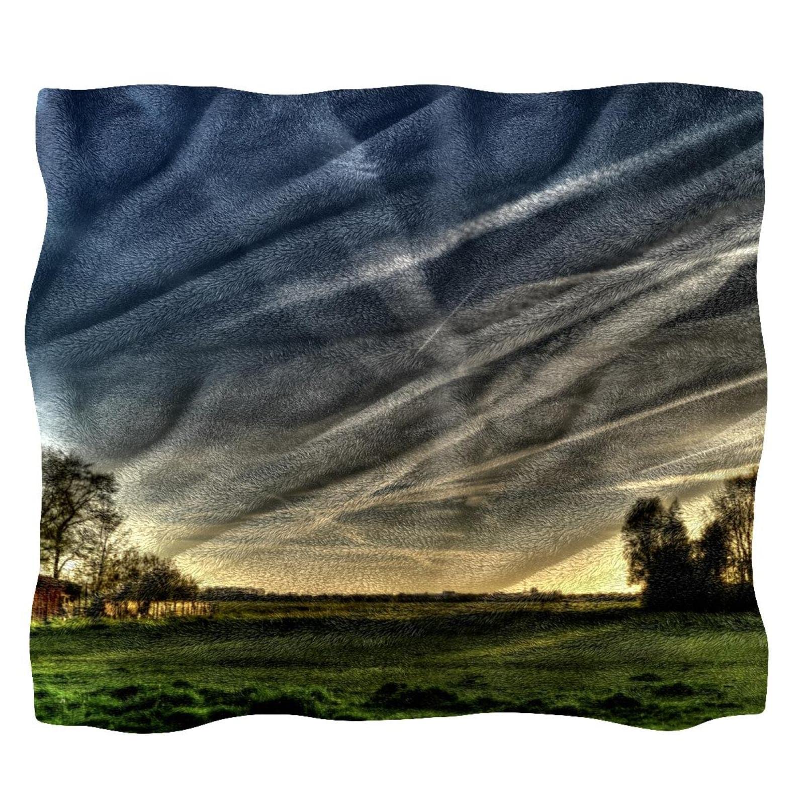 Couverture polaire lit et canapé haut de gamme jeté de lit motif ciel élégant