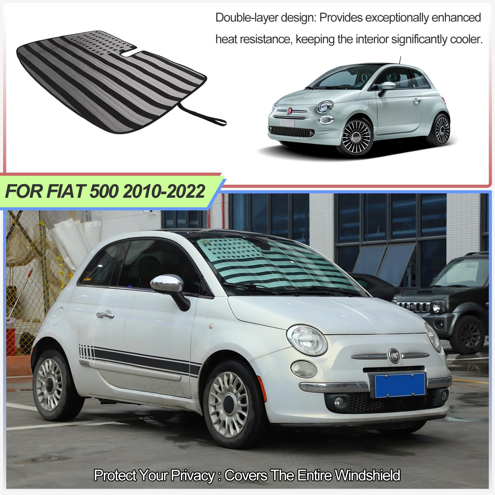 Amazon.co.jp: フロントガラスサンシェード Fiat 500 2010-2024