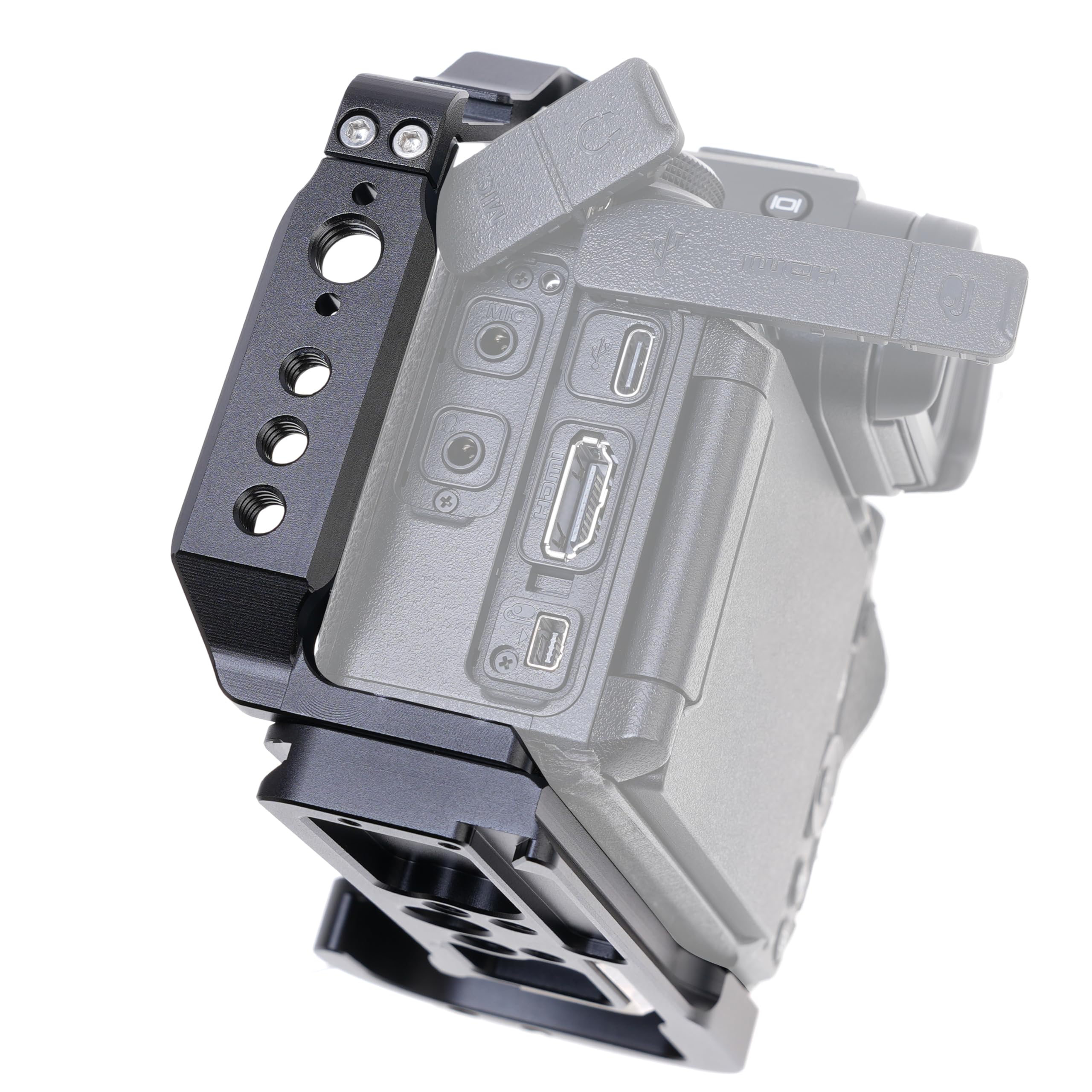 Jaula De Aluminio Hersmay Para Nikon Z6 III, Ligera Con Múltiples Roscas 1/4 Y 3/8, Riel NATO Y Zapata Fría, Ideal Para Vídeo