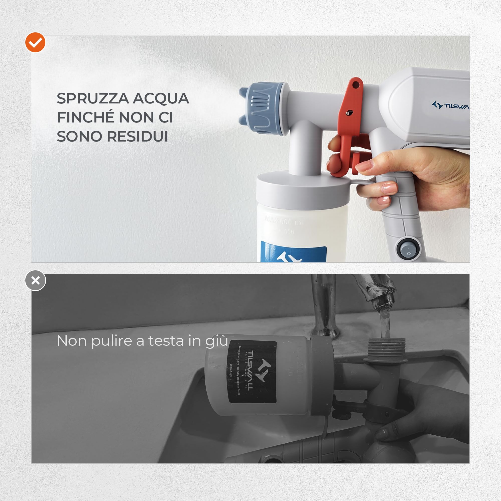 Tilswall Pistola per verniciare, Spruzzatore elettrico ultra leggero con 4 Ugelli & 3 Modalità, pistola a spruzzo per verniciare pareti, armadi, recinzioni, porte e mobili