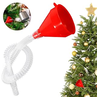 Christmas Tree Watering Funnel with Hose 3'' Wide 23'' Long – Transmission Long Funnel Narrow Tip – Flexible, Reusable and Durable with Elastic Hose, No Leak Design for Oil, Gas, Coolant and Water
