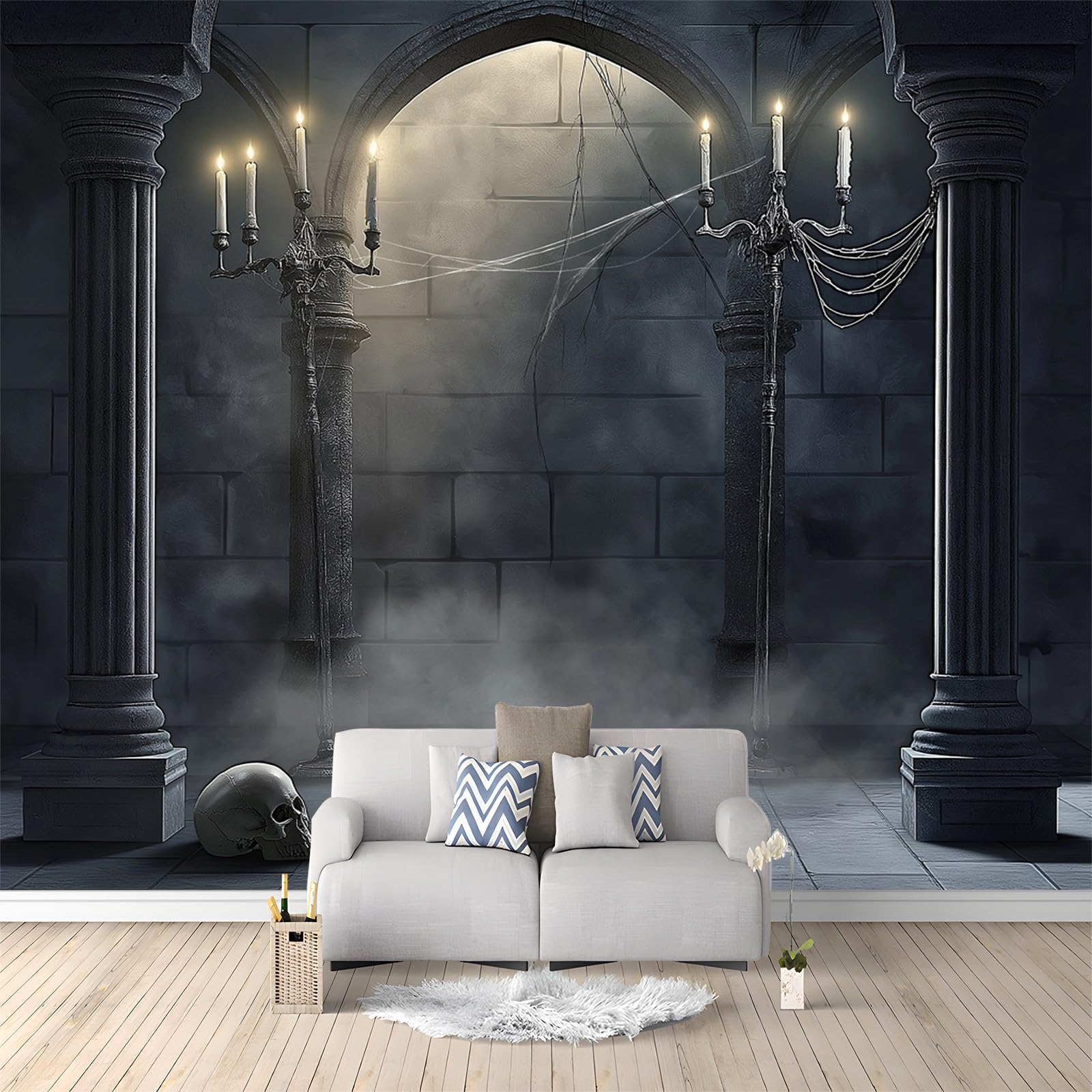 Tapeta gotycka ciemna tajemnicza czarna szara 200 x 140 cm (200 x 140 cm szer. x wys.), sztuka ścienna fototapeta sztuka ścienna do salonu sypialni pokoju dziecięcego korytarza kolorowy nadruk plakat