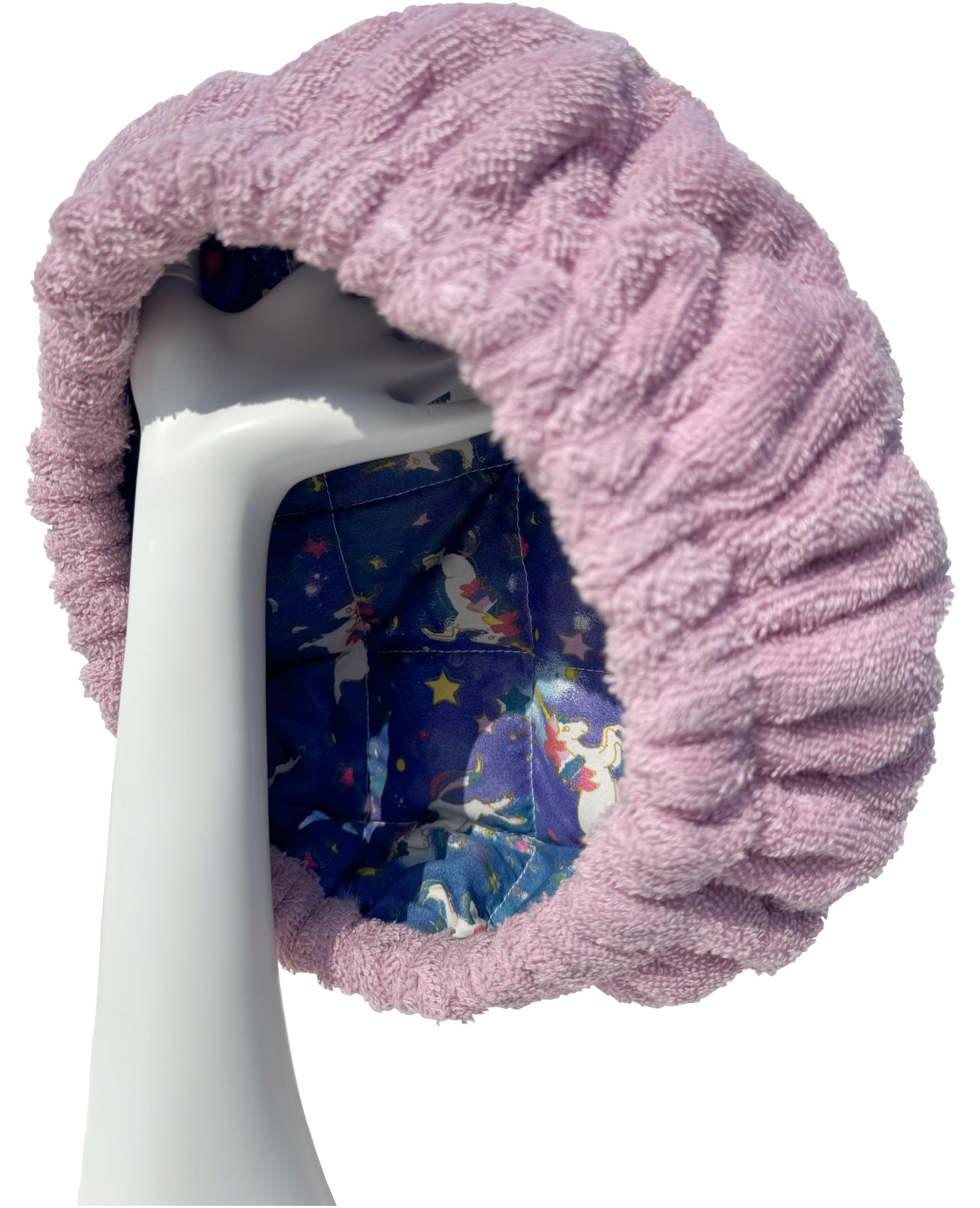 AKISS Flaxseed Deep Conditioning Heat Cap Portable Microwave Hot Bonnet  Therapy Hair care Cap For Kids Girls (Pink Lavender/Unicorn, Small)