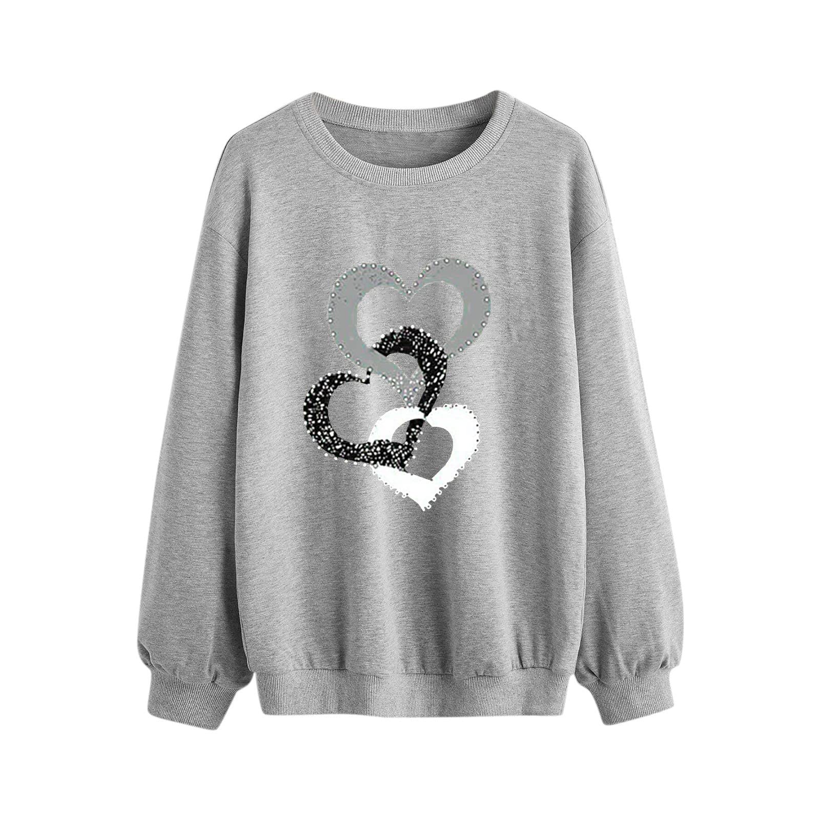 Poo4kark Womens Valentine’s Day Jumper Funny Graphic Sweatshirt Crew Neck Long Sleeve Pullover Tops Blouse for Women Girls Casual Loose Fit Tunic Shirt UK #09
