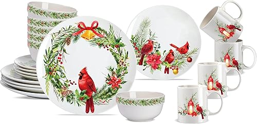 Zhehao Juego de vajilla de conejo de Pascua de 16 piezas, vajilla de cerámica con diseño floral de conejo, incluye plato llano de 10 pulgadas, plato